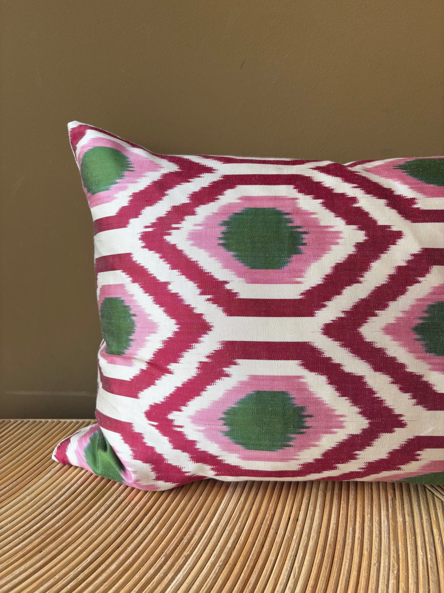 SALE Cushion Retro Red Green - Silk Ikat