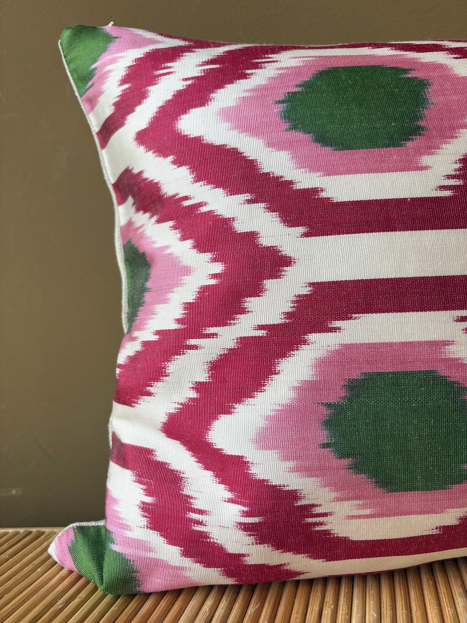 SALE Cushion Retro Red Green - Silk Ikat