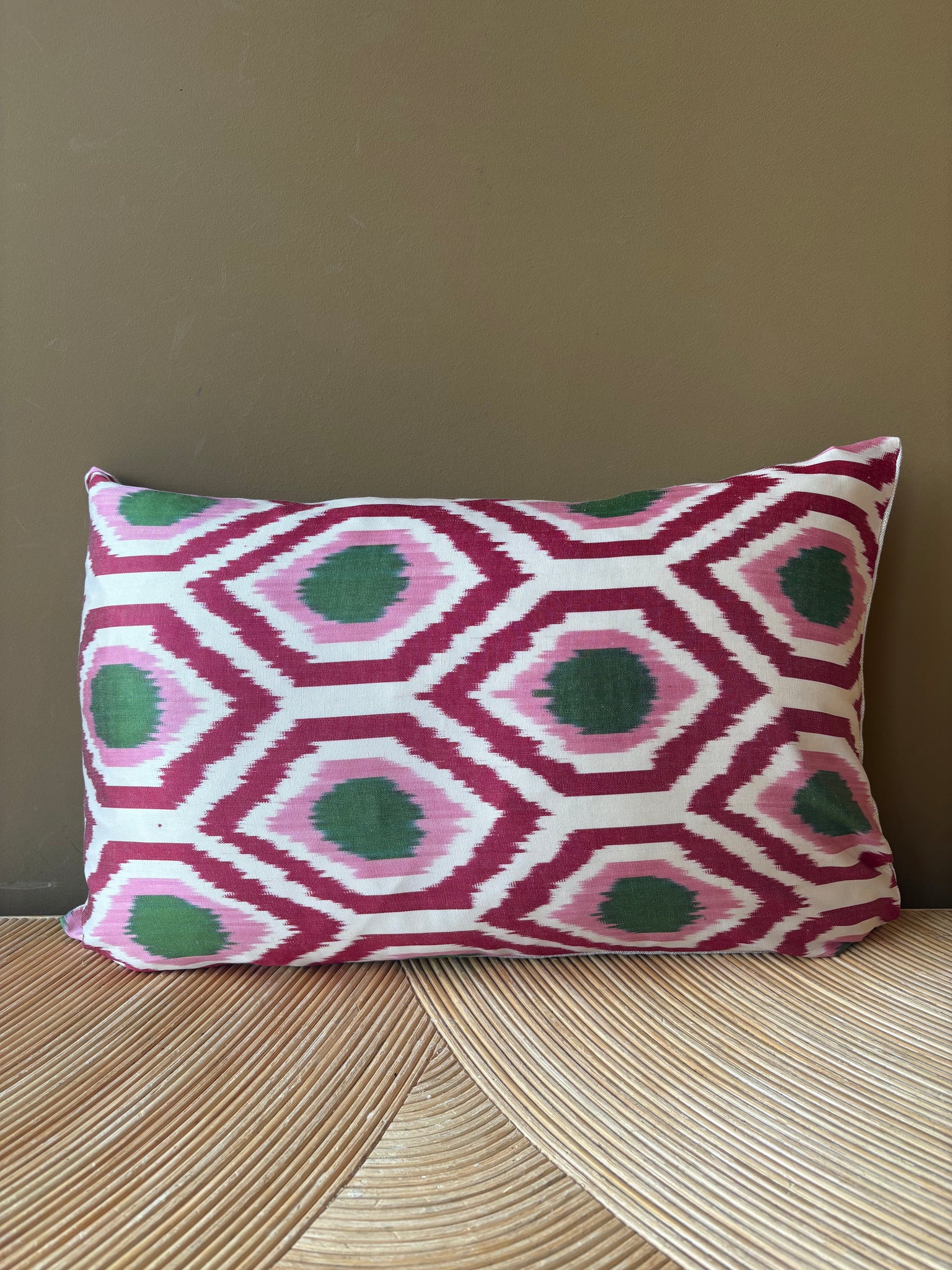 SALE Cushion Retro Red Green - Silk Ikat