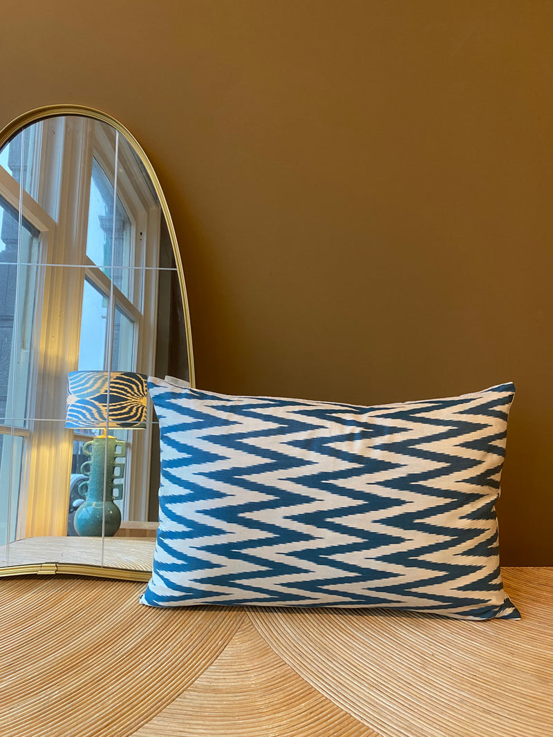 SALE Cushion Petrol Zigzag Small - Silk Ikat