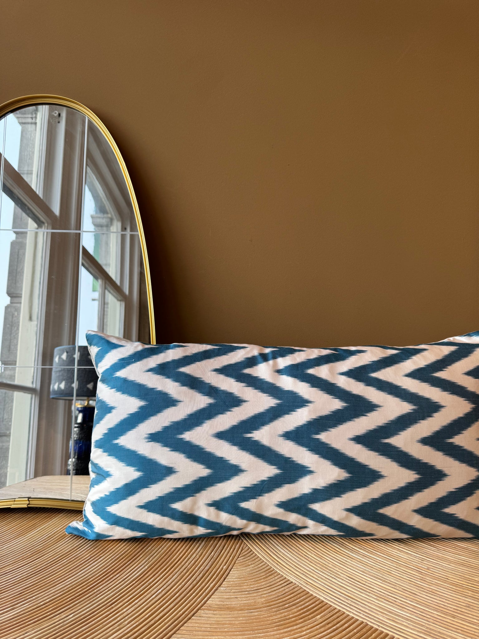 SALE Cushion Petrol Zigzag - Silk Ikat
