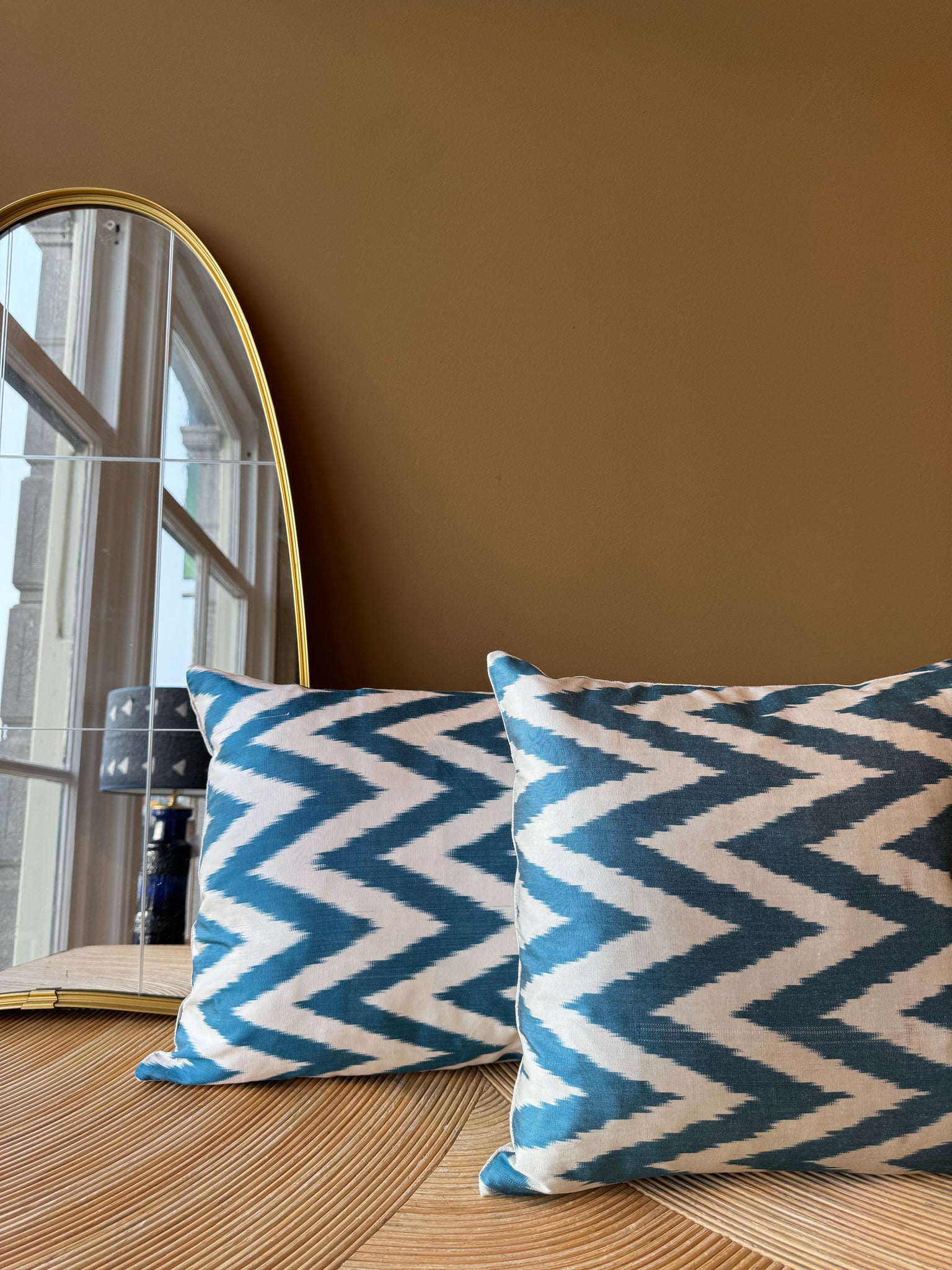 SALE Cushion Petrol Zigzag - Silk Ikat