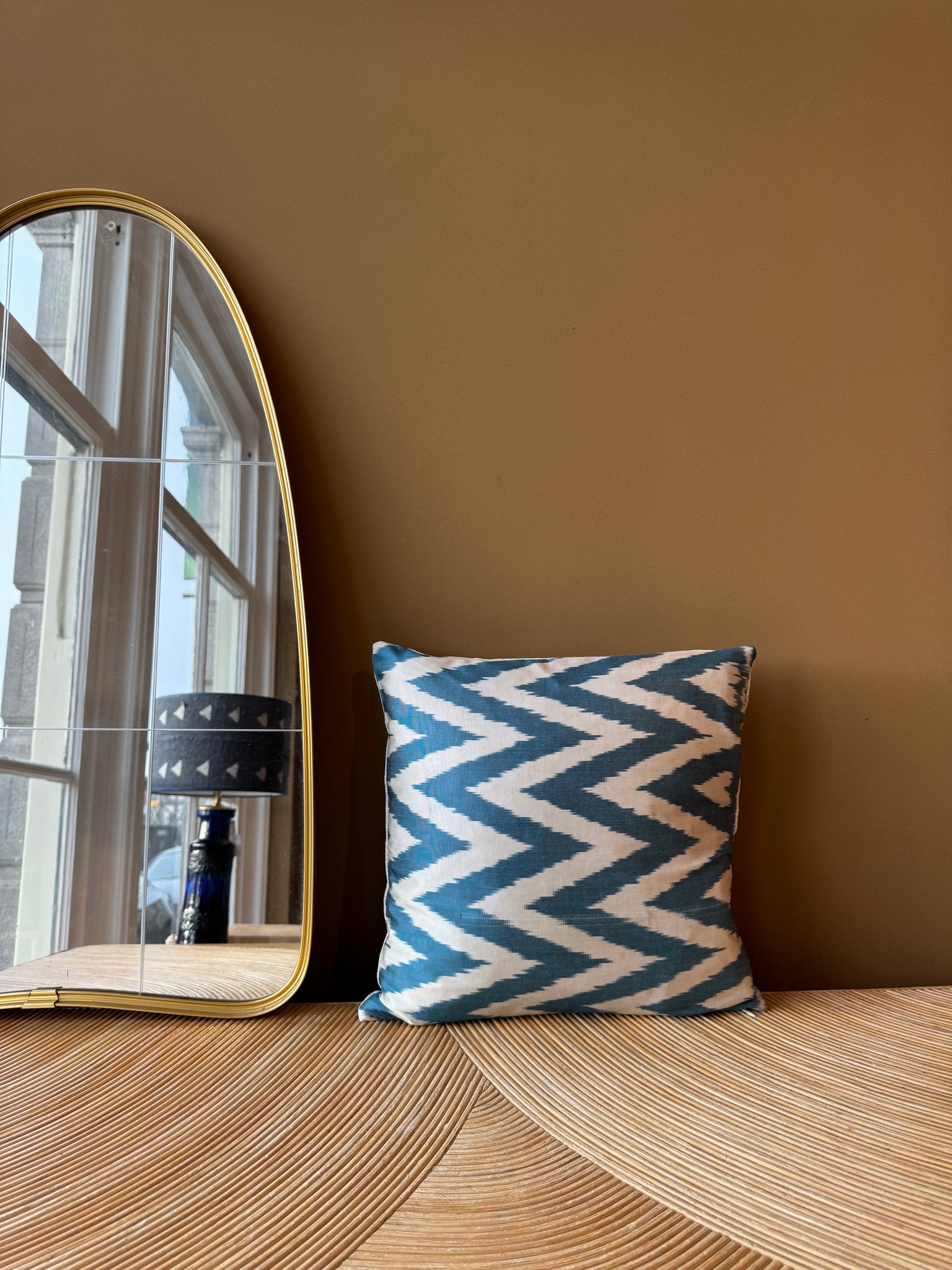 SALE Cushion Petrol Zigzag - Silk Ikat