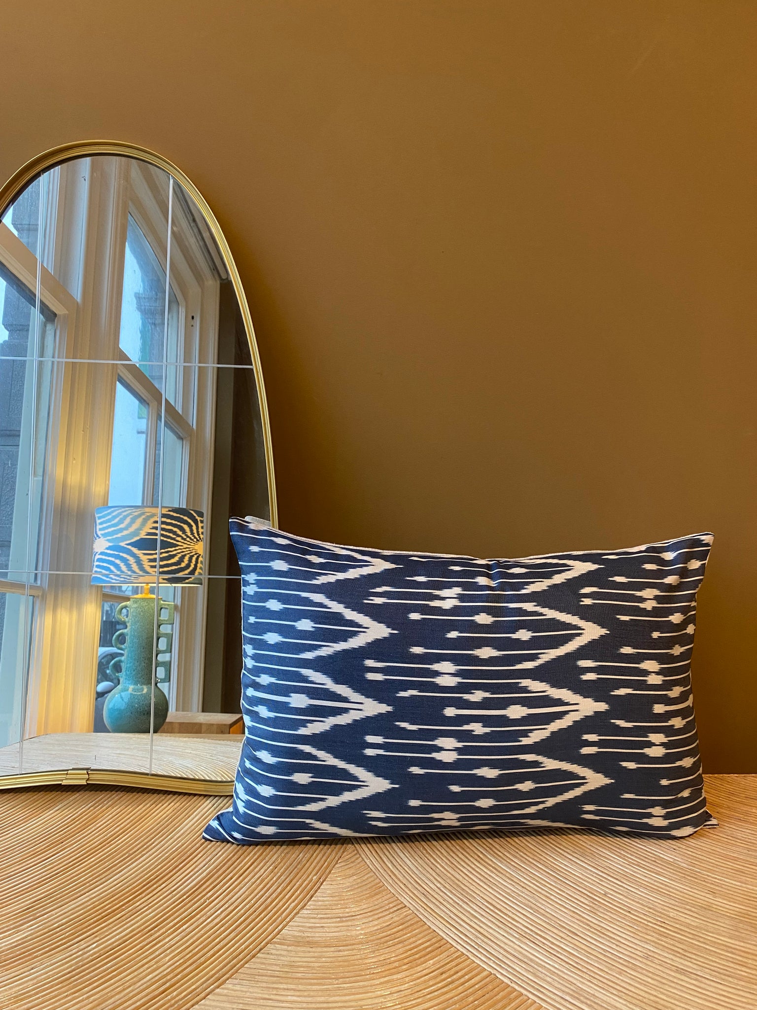 SALE Cushion Denim Grill - Silk Ikat