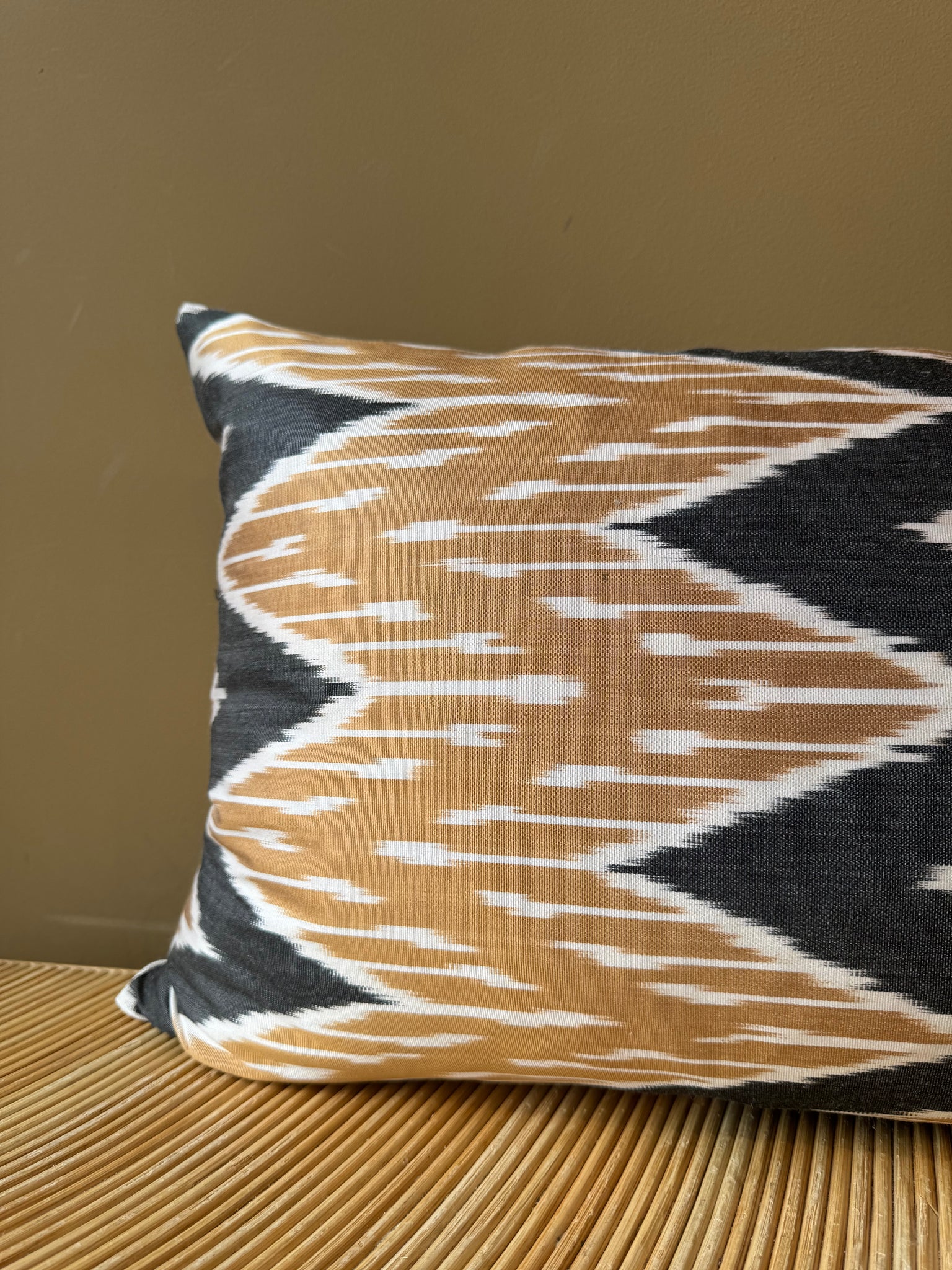 SALE Cushion Caramel Zigzag - Silk Ikat