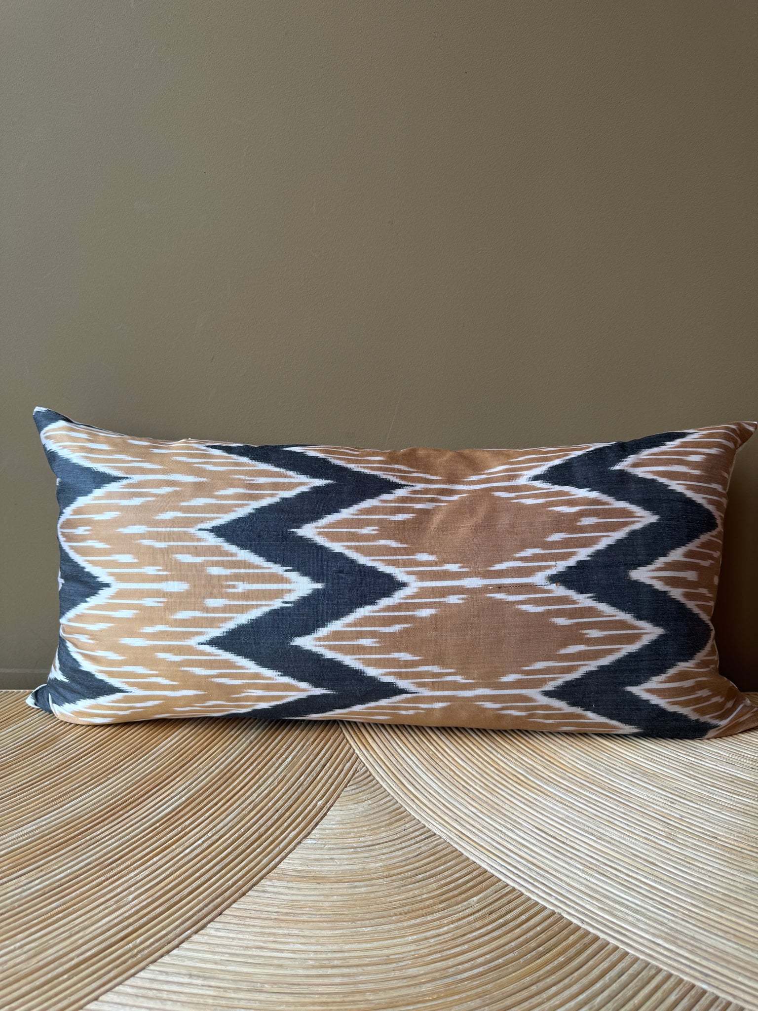 SALE Cushion Caramel Zigzag - Silk Ikat