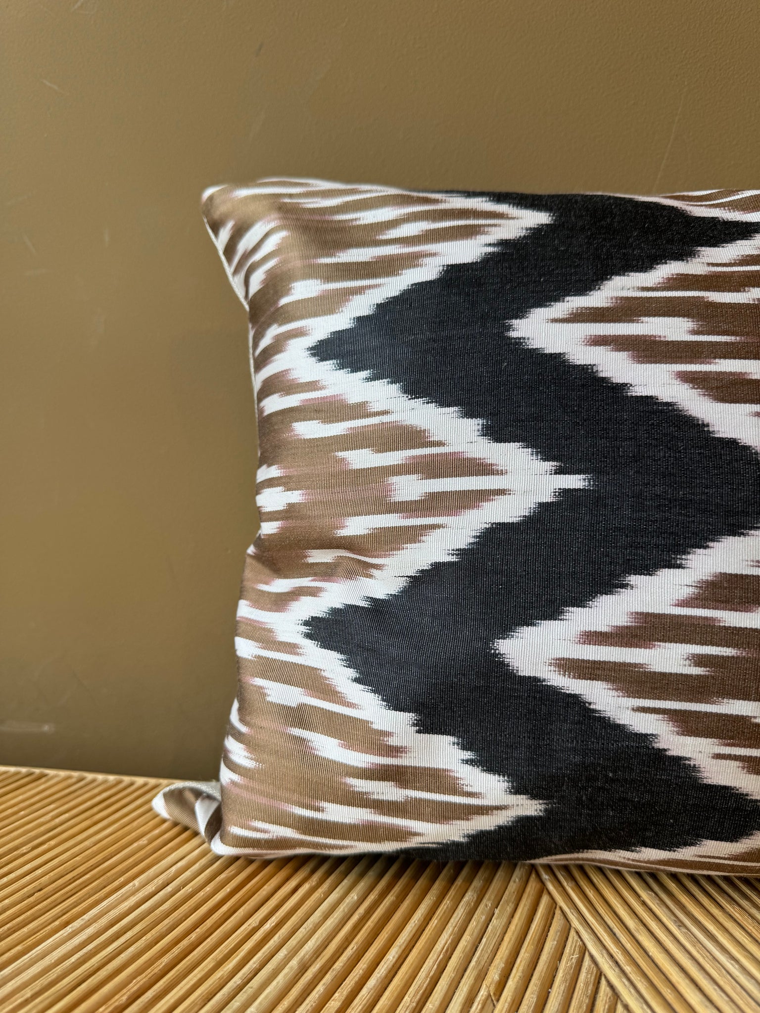 SALE Cushion Dark Caramel Zigzag - Silk Ikat