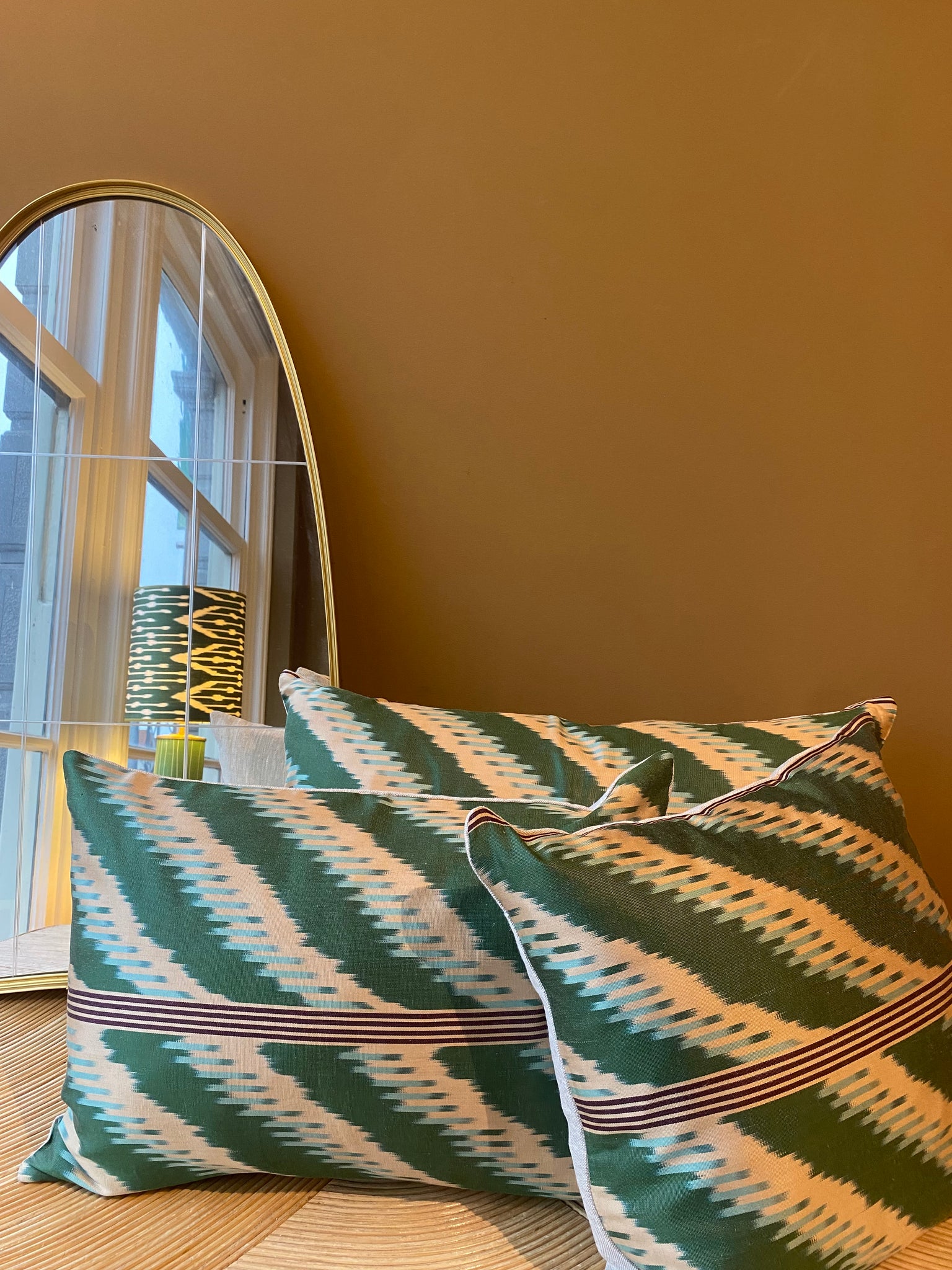 SALE Cushion Green Azzurro - Silk Ikat