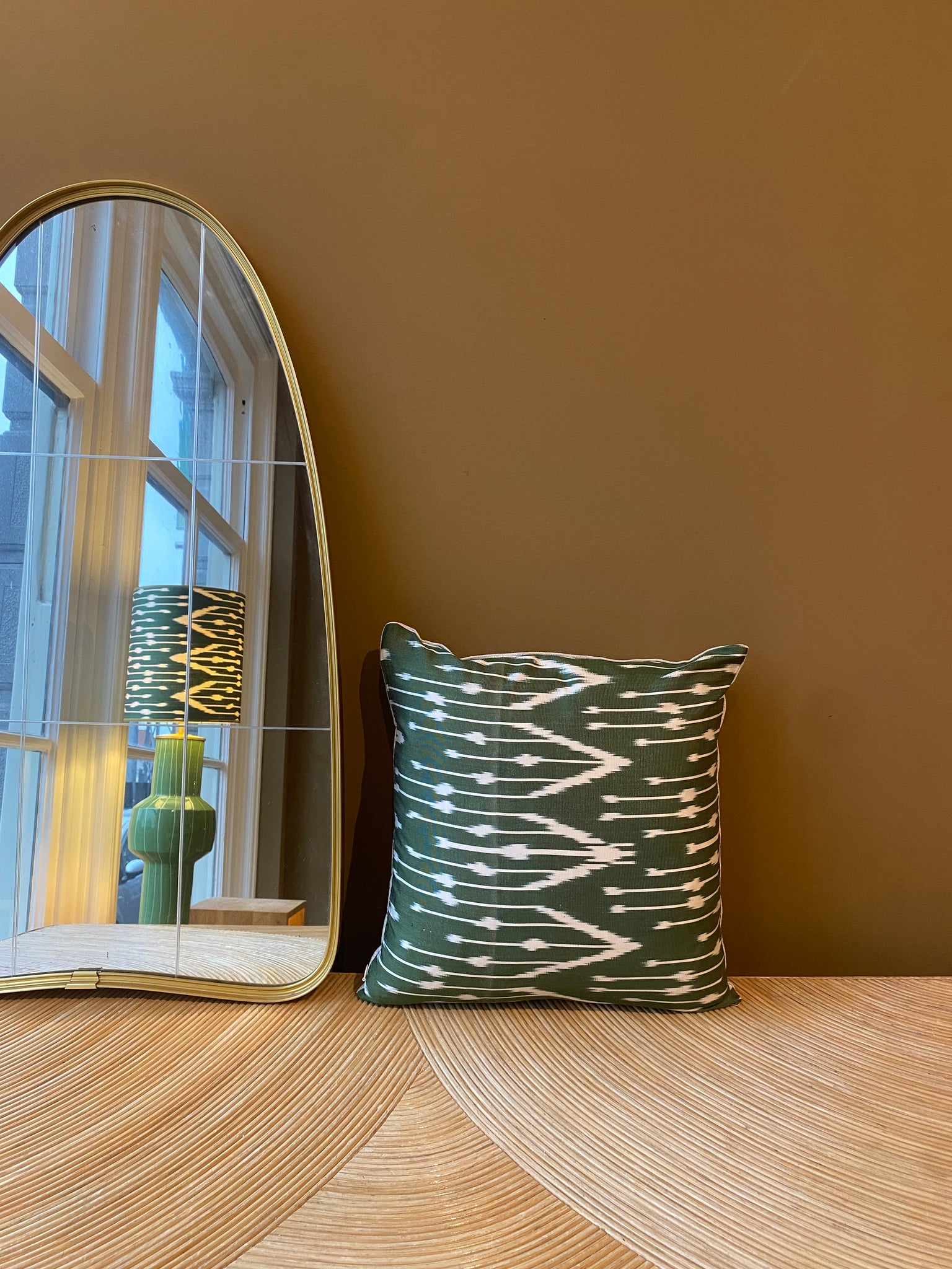 SALE Cushion Green Grill - Silk Ikat