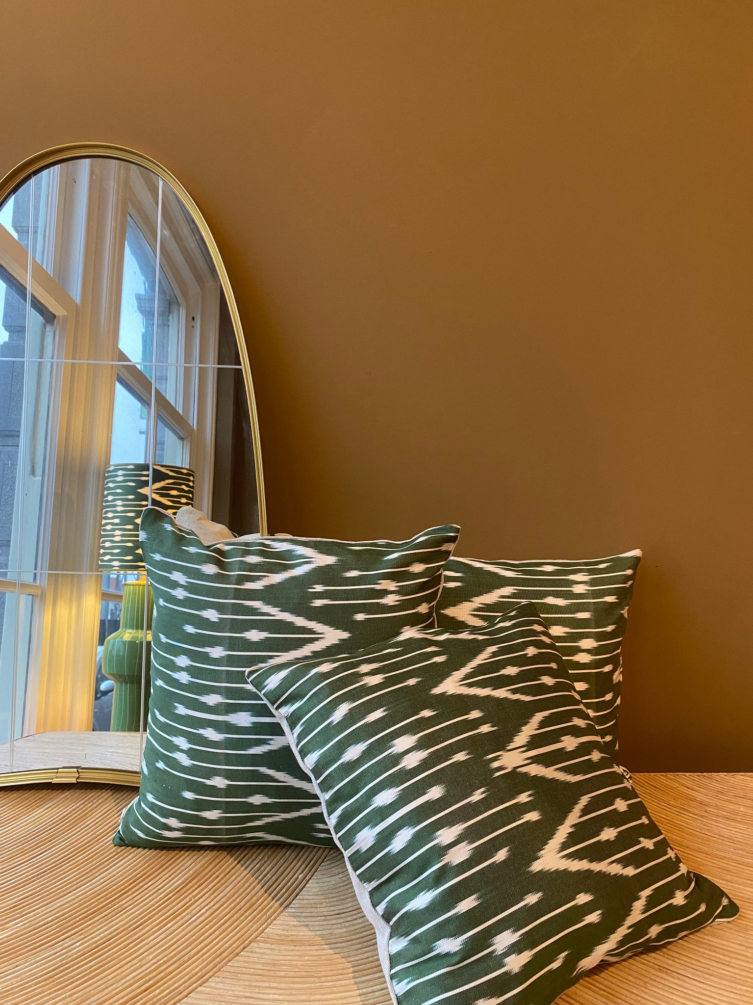 SALE Cushion Green Grill - Silk Ikat