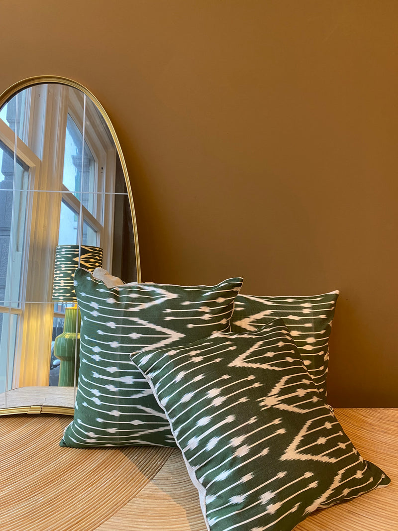 SALE Cushion Green Grill - Silk Ikat