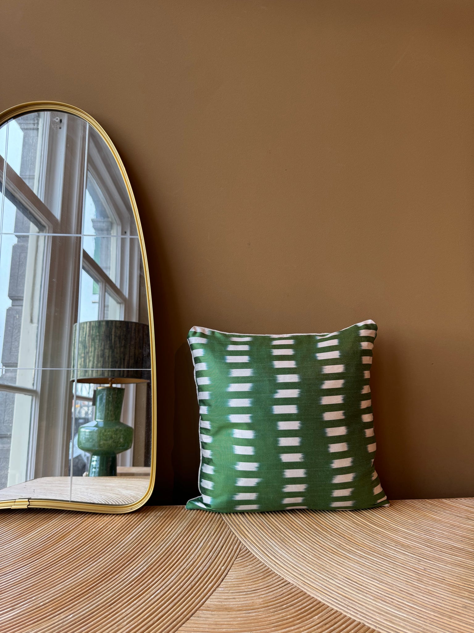 Cushion Green Squares - Silk Ikat