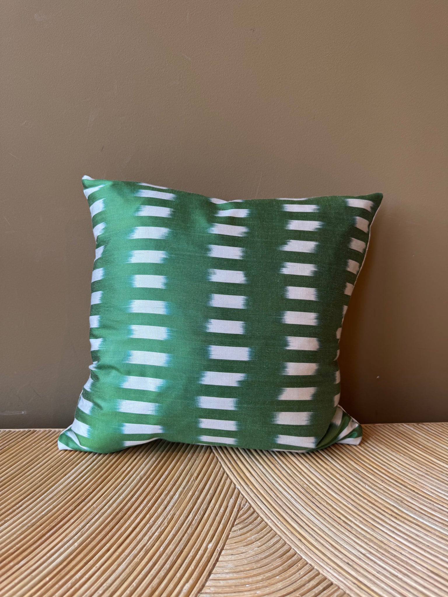 Cushion Green Squares - Silk Ikat