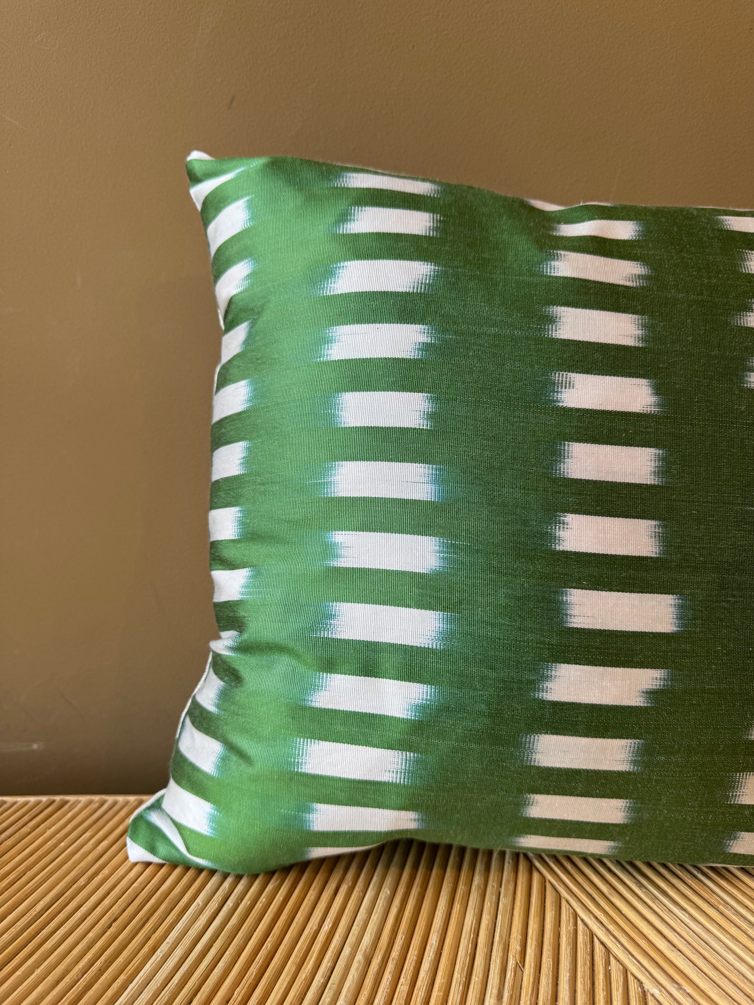 Cushion Green Squares - Silk Ikat