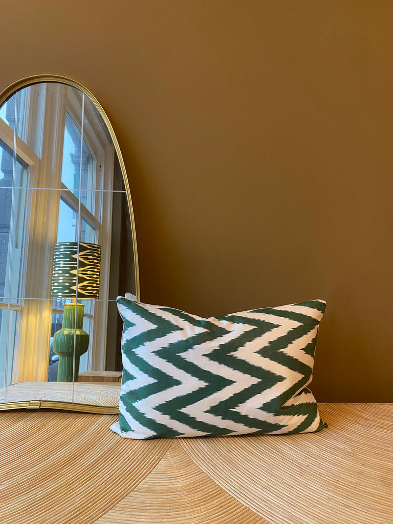 SALE Cushion Green Zigzag - Silk Ikat