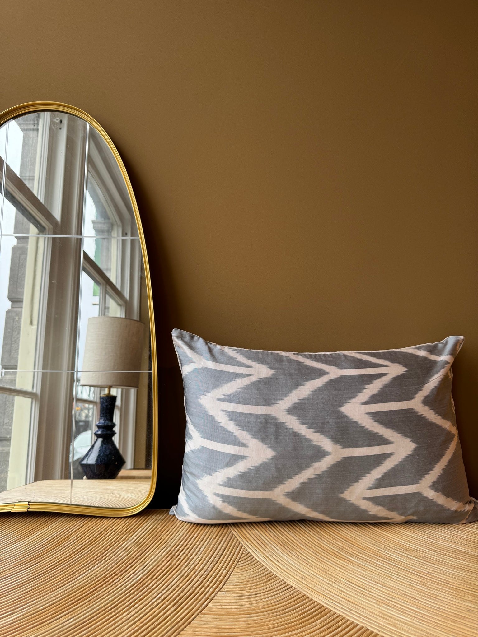 SALE Cushion Ice Blue Arrow - Silk Ikat