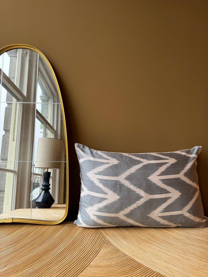 SALE Cushion Ice Blue Arrow - Silk Ikat