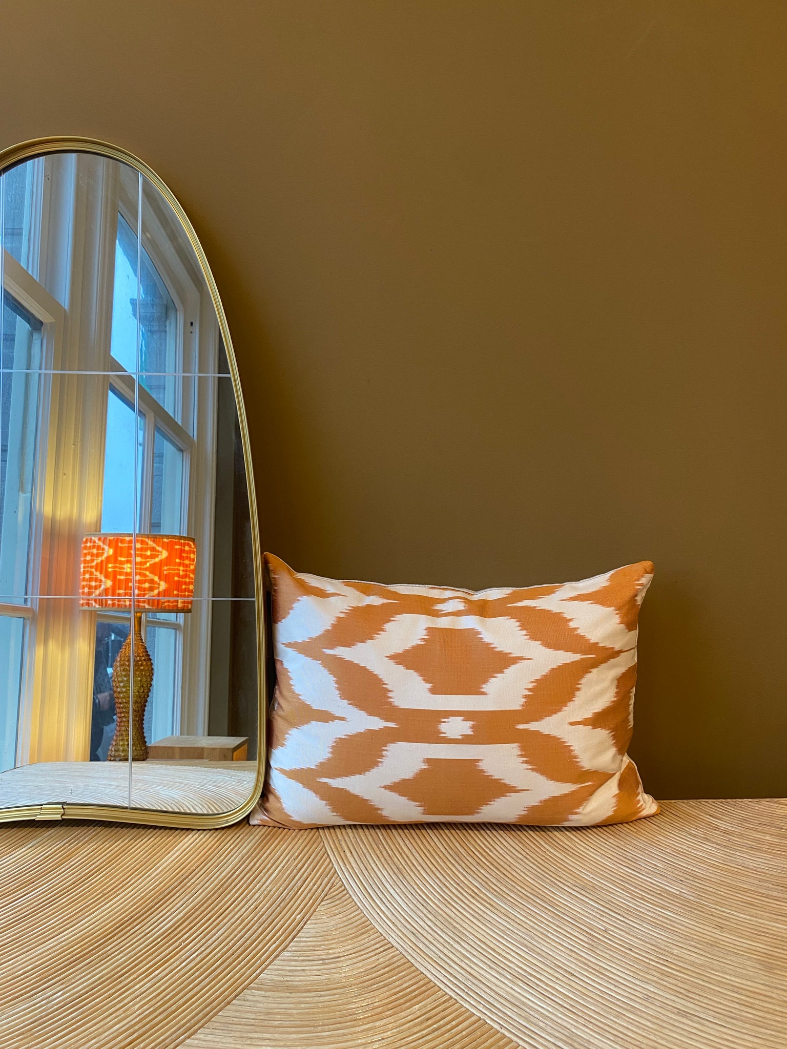 SALE Cushion Orange Crown - Silk Ikat