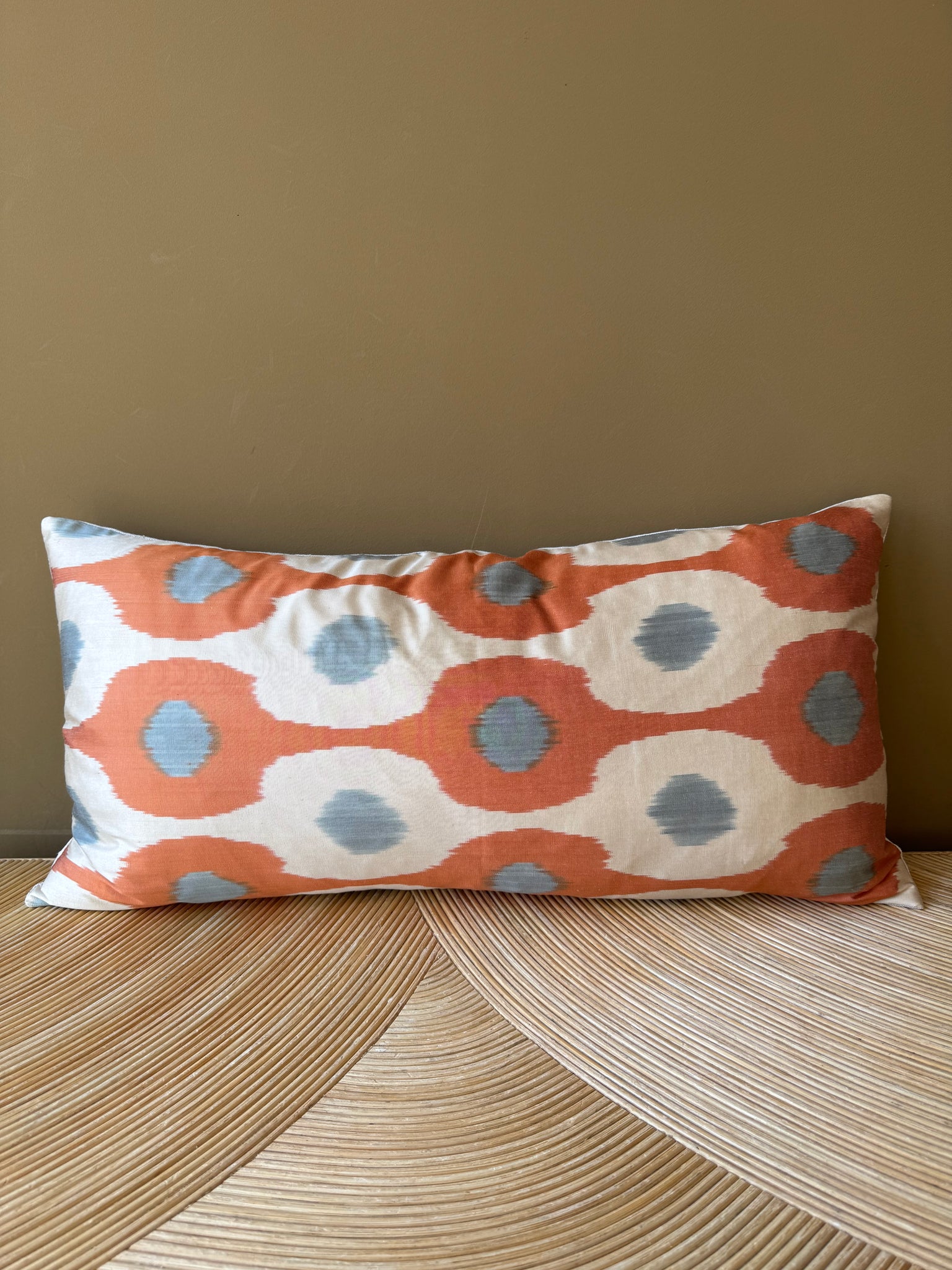 SALE Cushion Orange Grey Flower - Silk Ikat