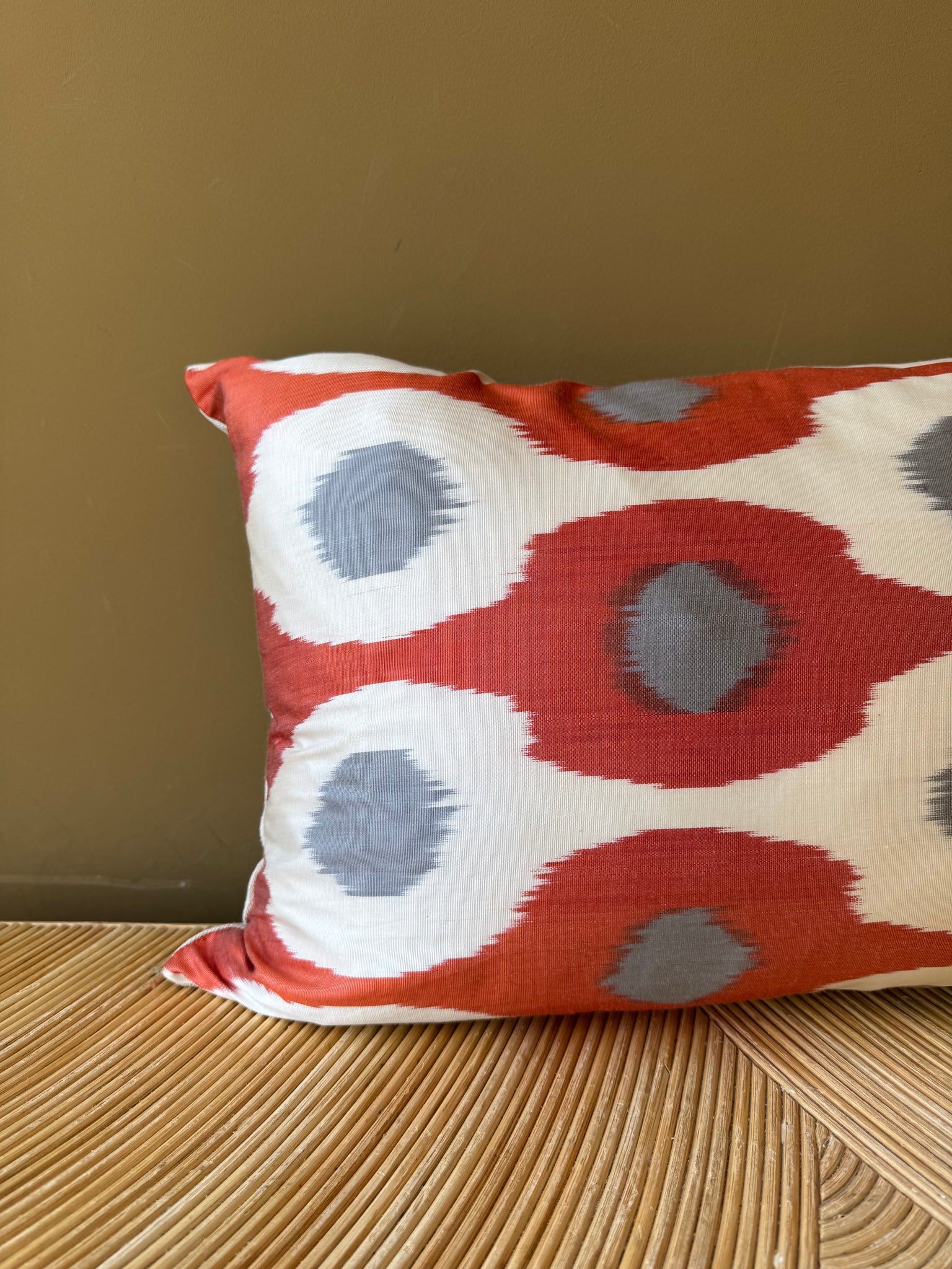 SALE Cushion Orange Grey Flower - Silk Ikat