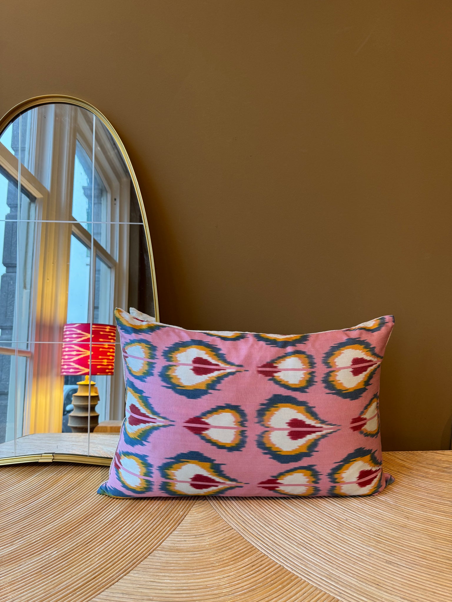 SALE Cushion Pink Avocado - Silk Ikat