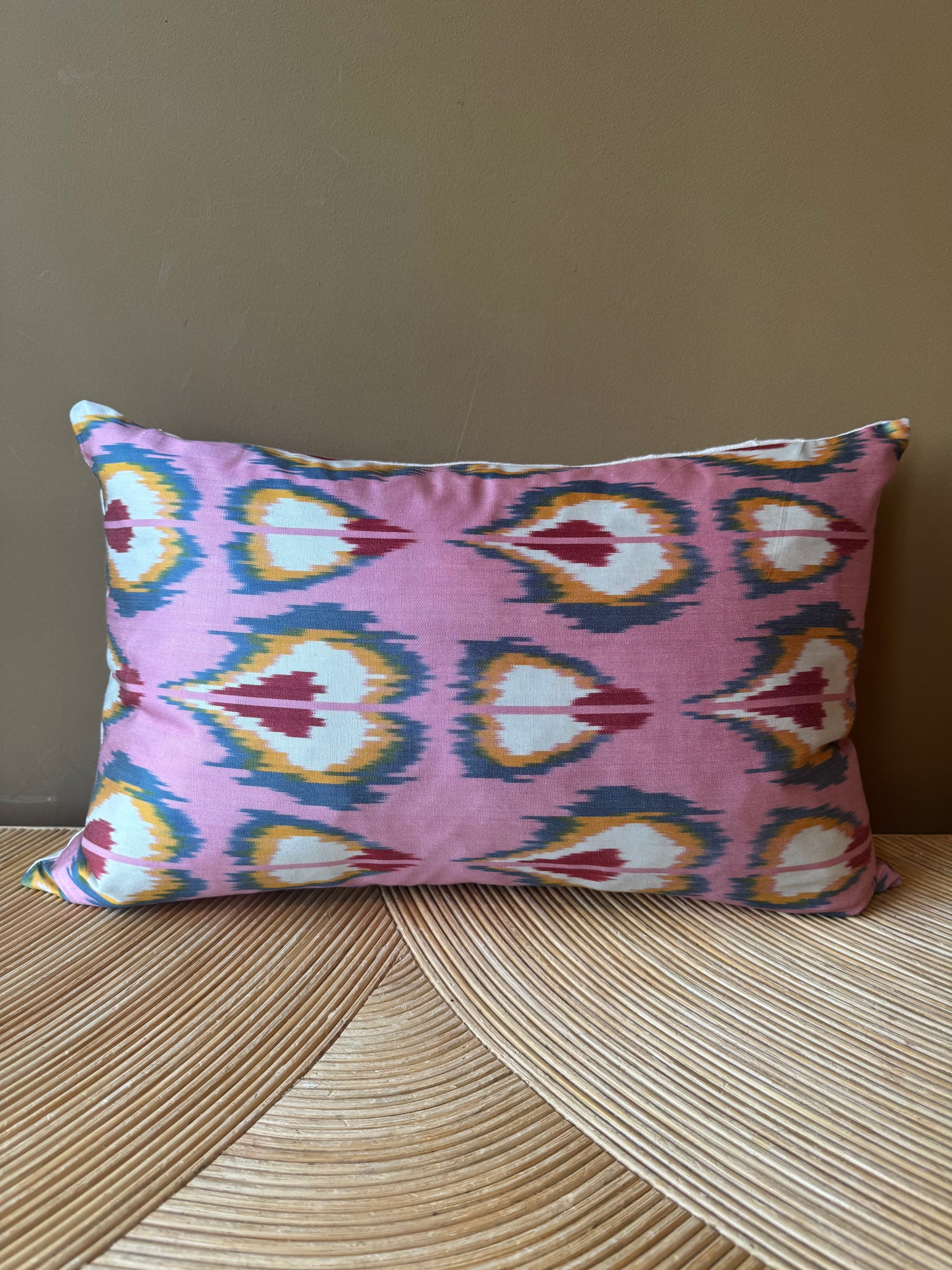 SALE Cushion Pink Avocado - Silk Ikat