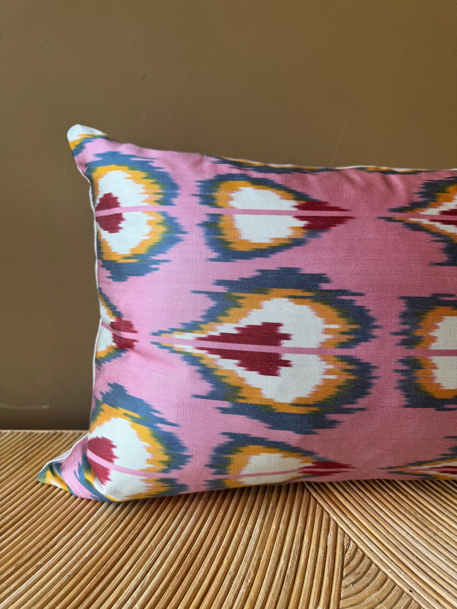 SALE Cushion Pink Avocado - Silk Ikat