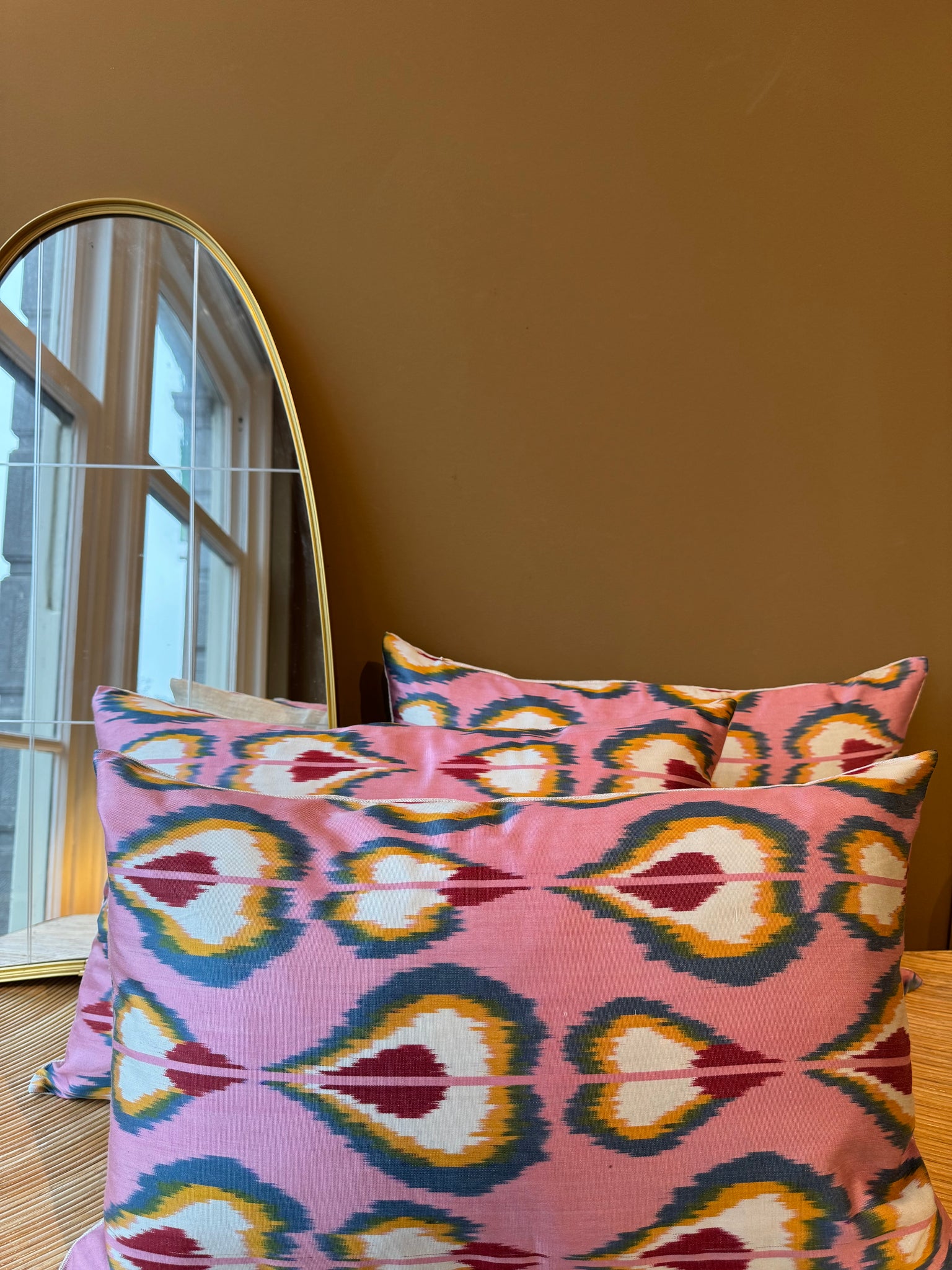 SALE Cushion Pink Avocado - Silk Ikat