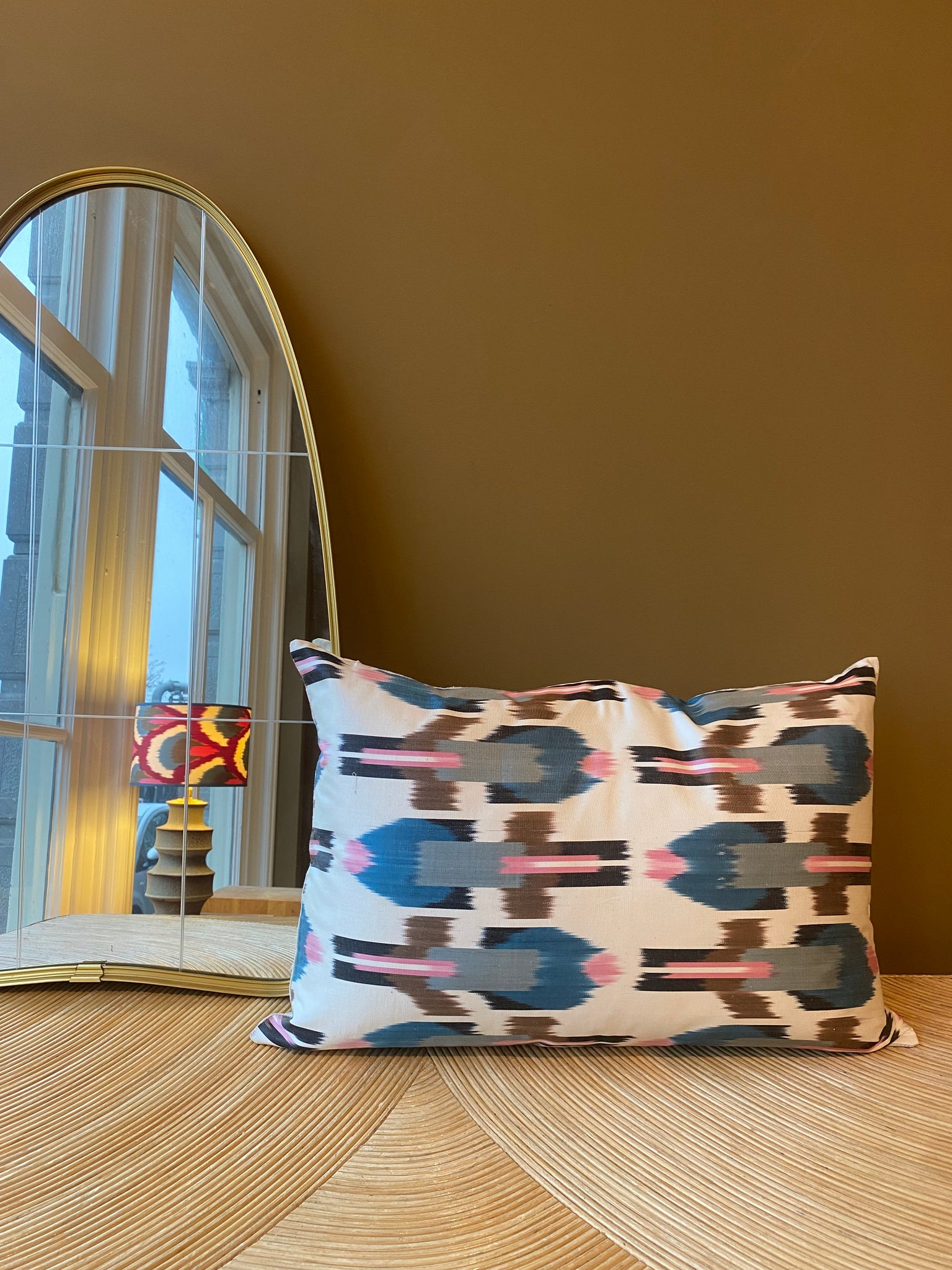 SALE Cushion Pink Blue Rocket - Silk Ikat