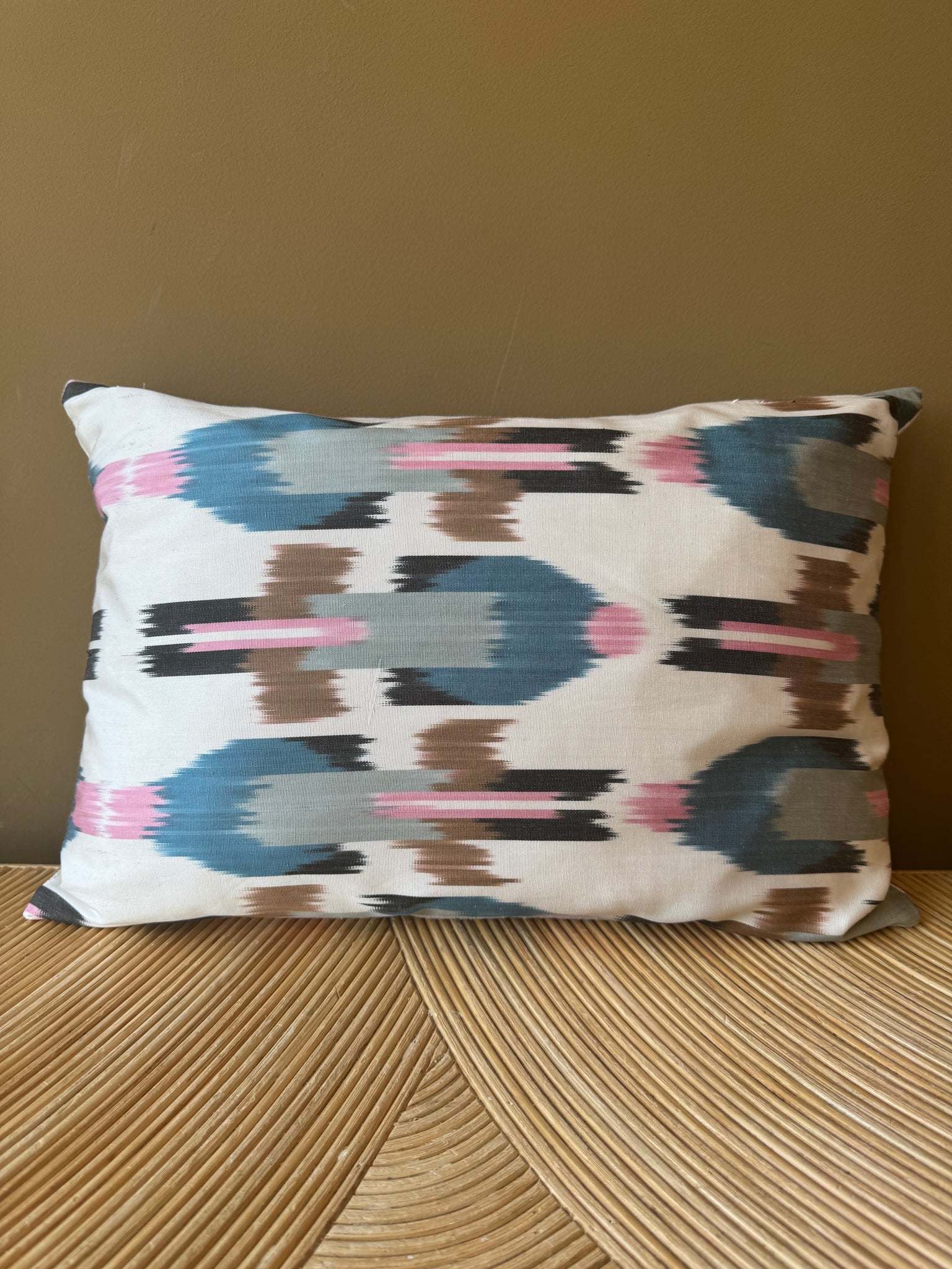 SALE Cushion Pink Blue Rocket - Silk Ikat