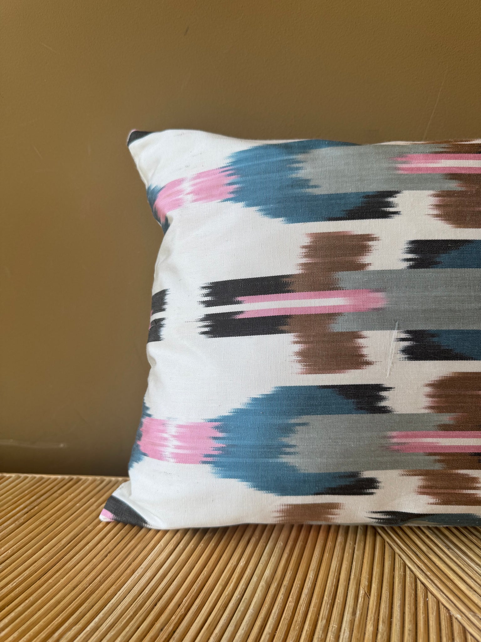 SALE Cushion Pink Blue Rocket - Silk Ikat