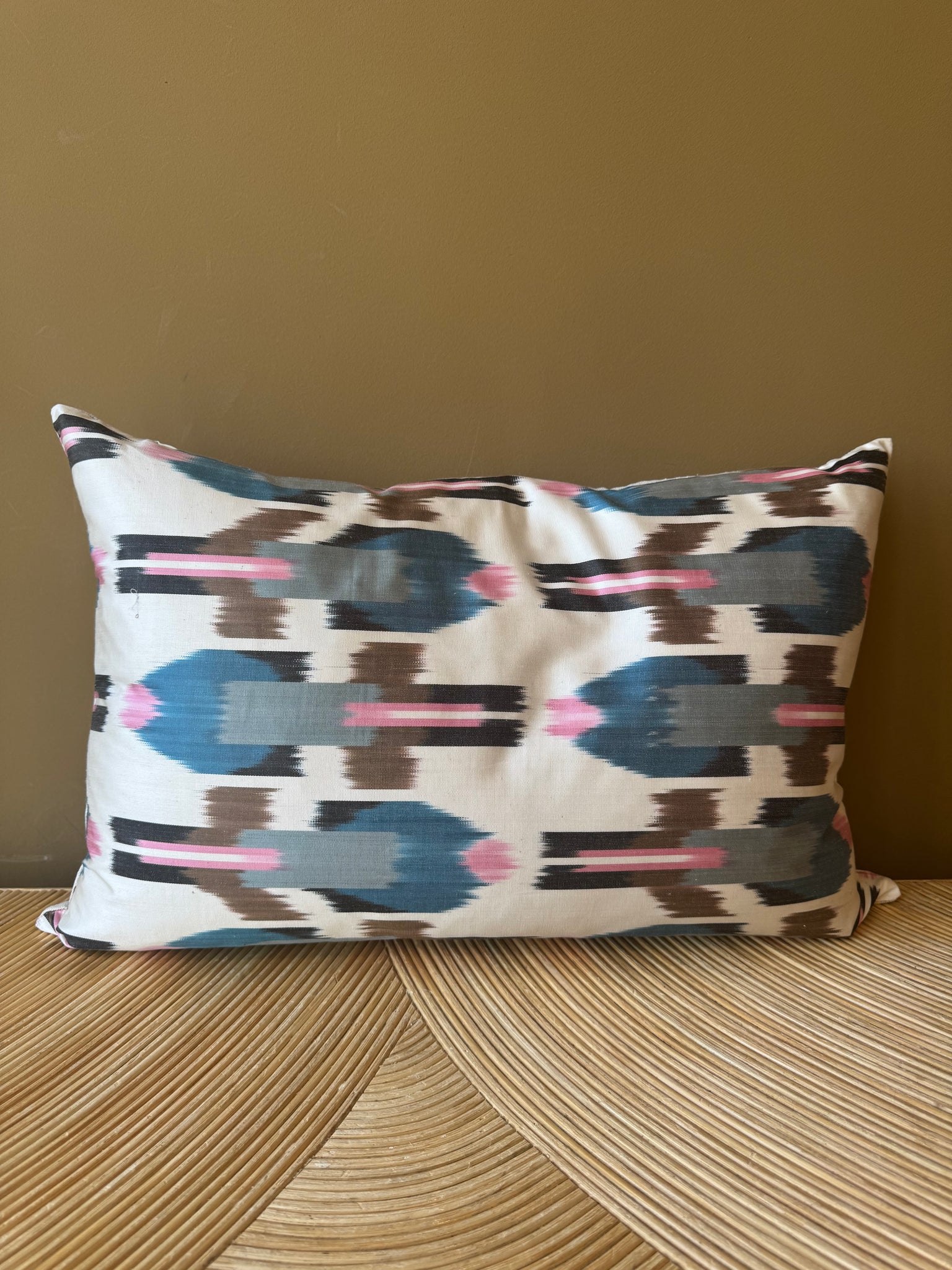 SALE Cushion Pink Blue Rocket - Silk Ikat