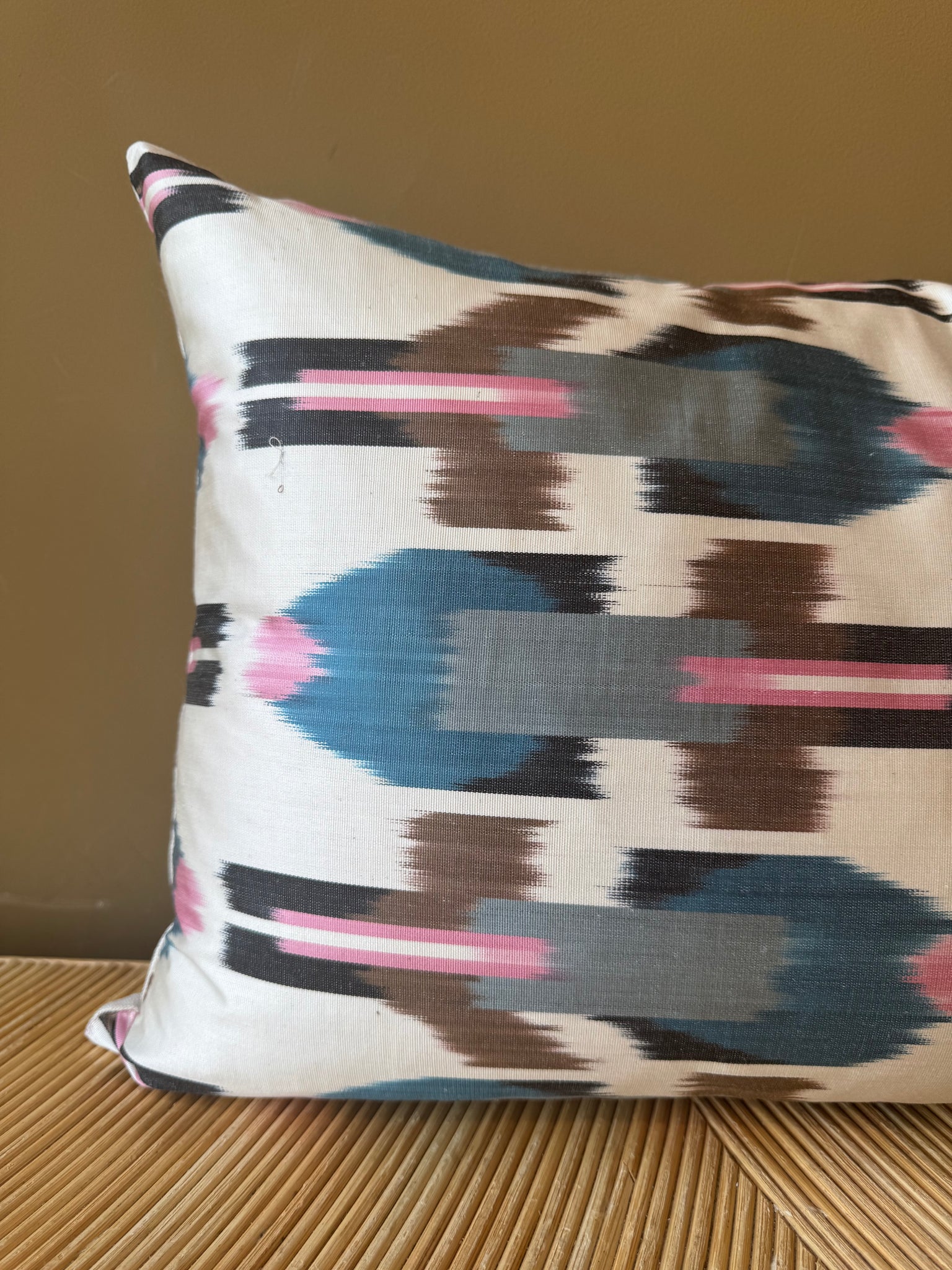 SALE Cushion Pink Blue Rocket - Silk Ikat
