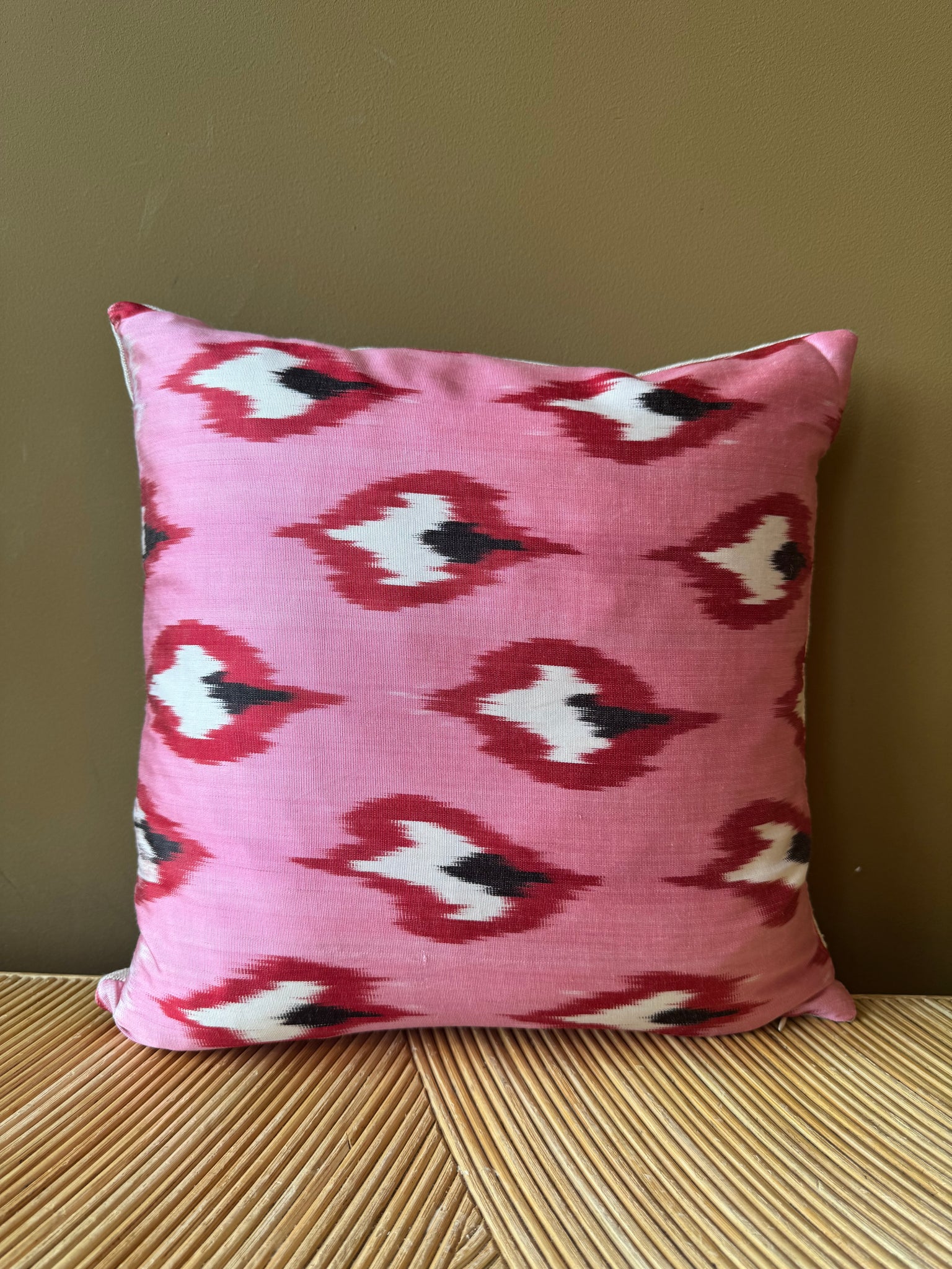 SALE Cushion Pink Flame - Silk Ikat