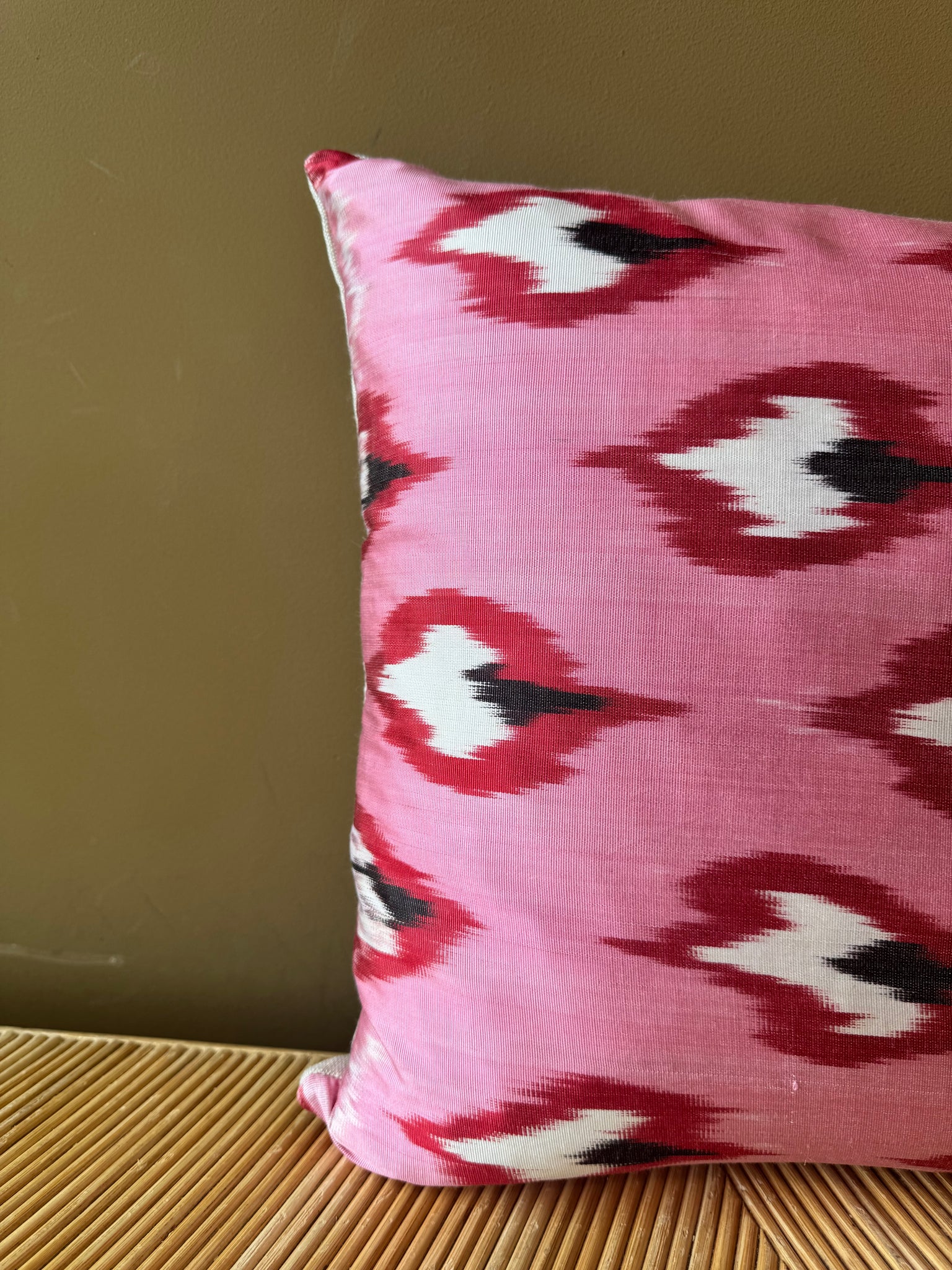 SALE Cushion Pink Flame - Silk Ikat