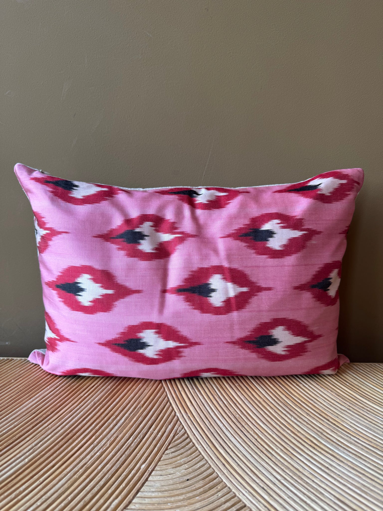 SALE Cushion Pink Flame - Silk Ikat