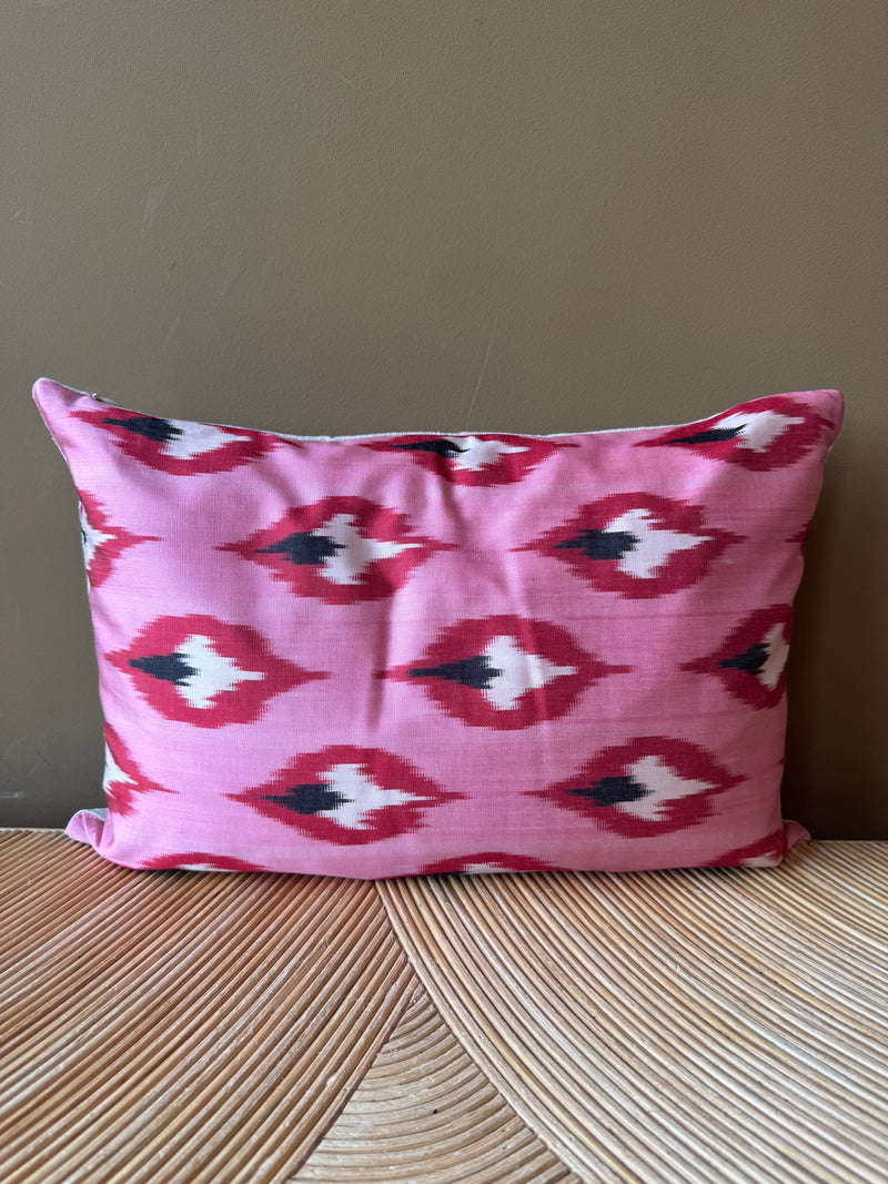 SALE Cushion Pink Flame - Silk Ikat