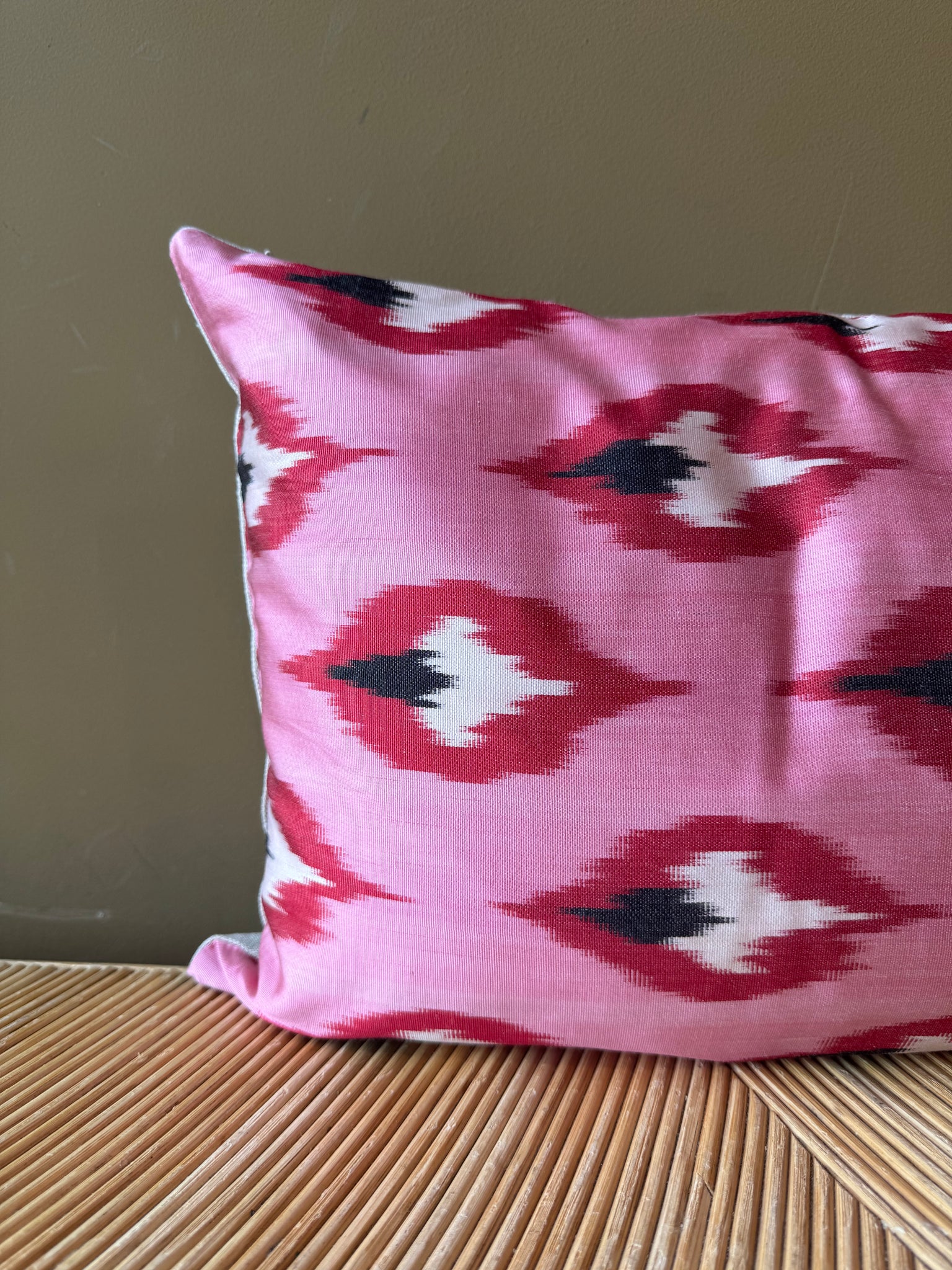 SALE Cushion Pink Flame - Silk Ikat
