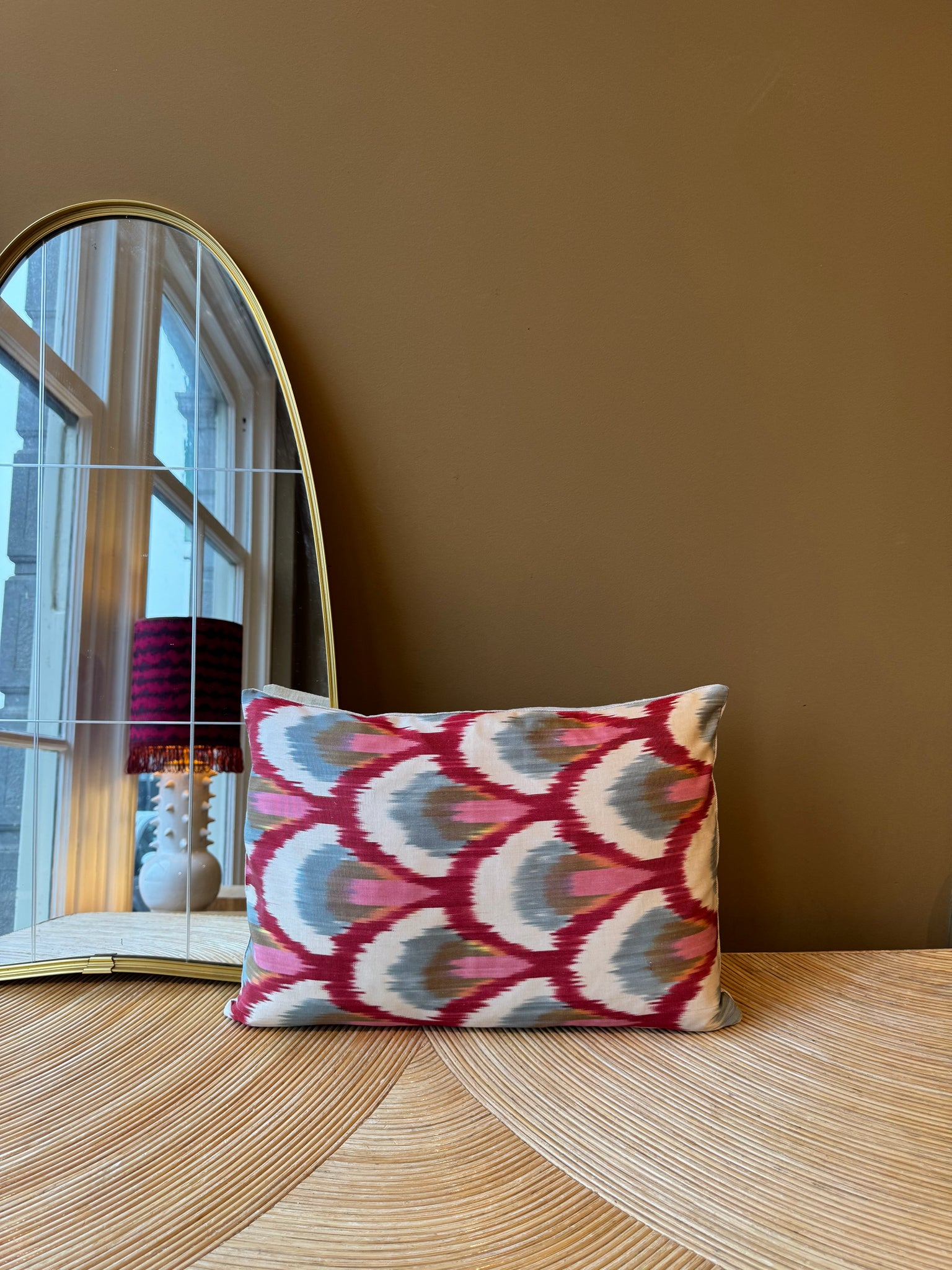 SALE Cushion Pink Peacock - Silk Ikat
