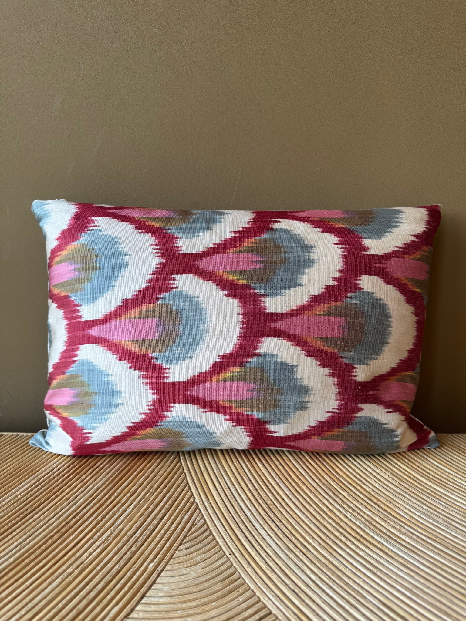 SALE Cushion Pink Peacock - Silk Ikat