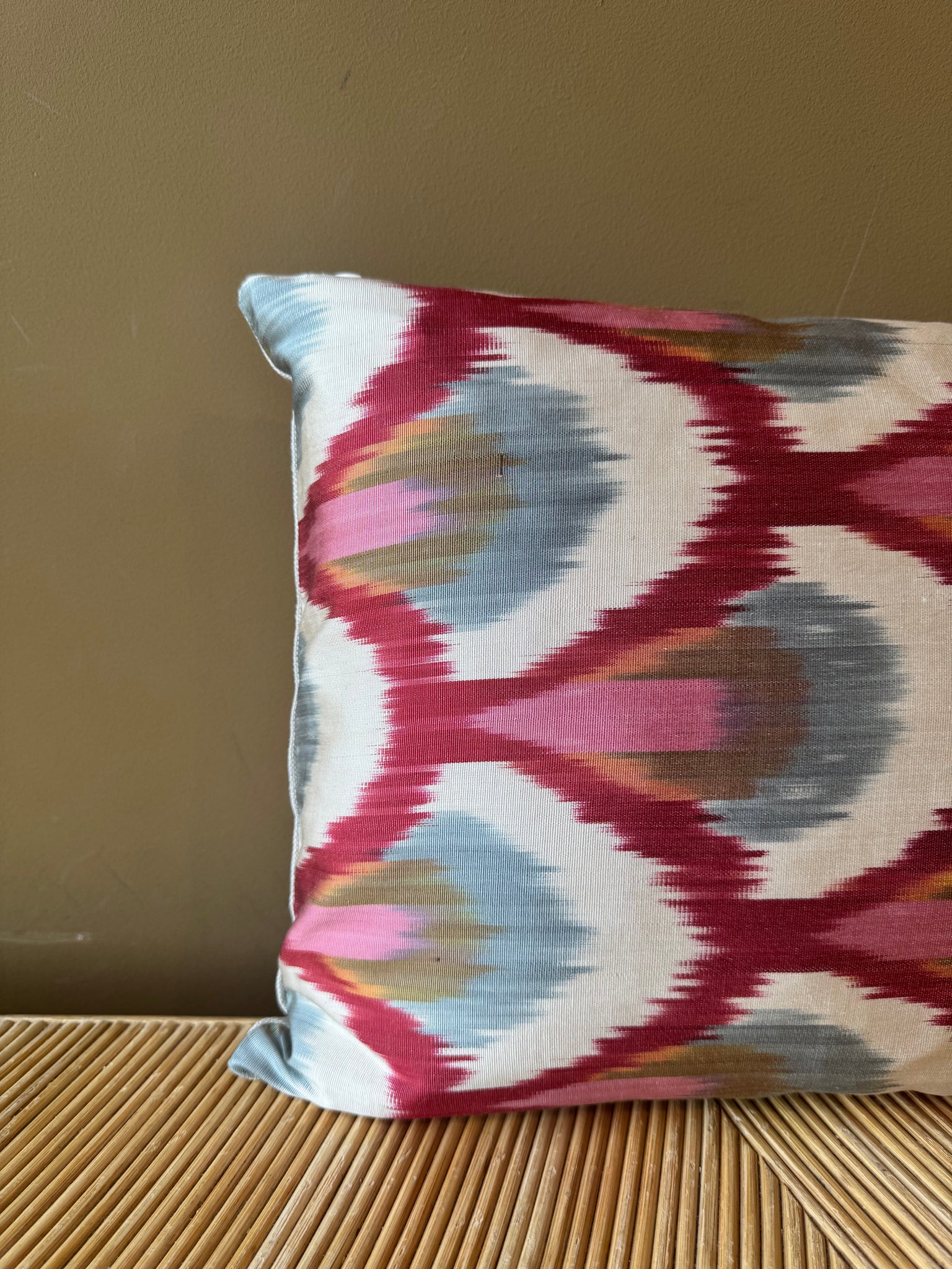 SALE Cushion Pink Peacock - Silk Ikat