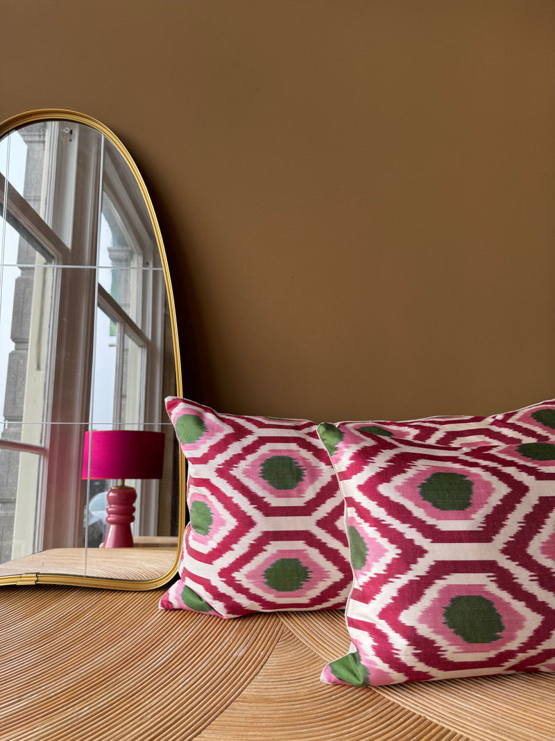 SALE Cushion Retro Red Green - Silk Ikat