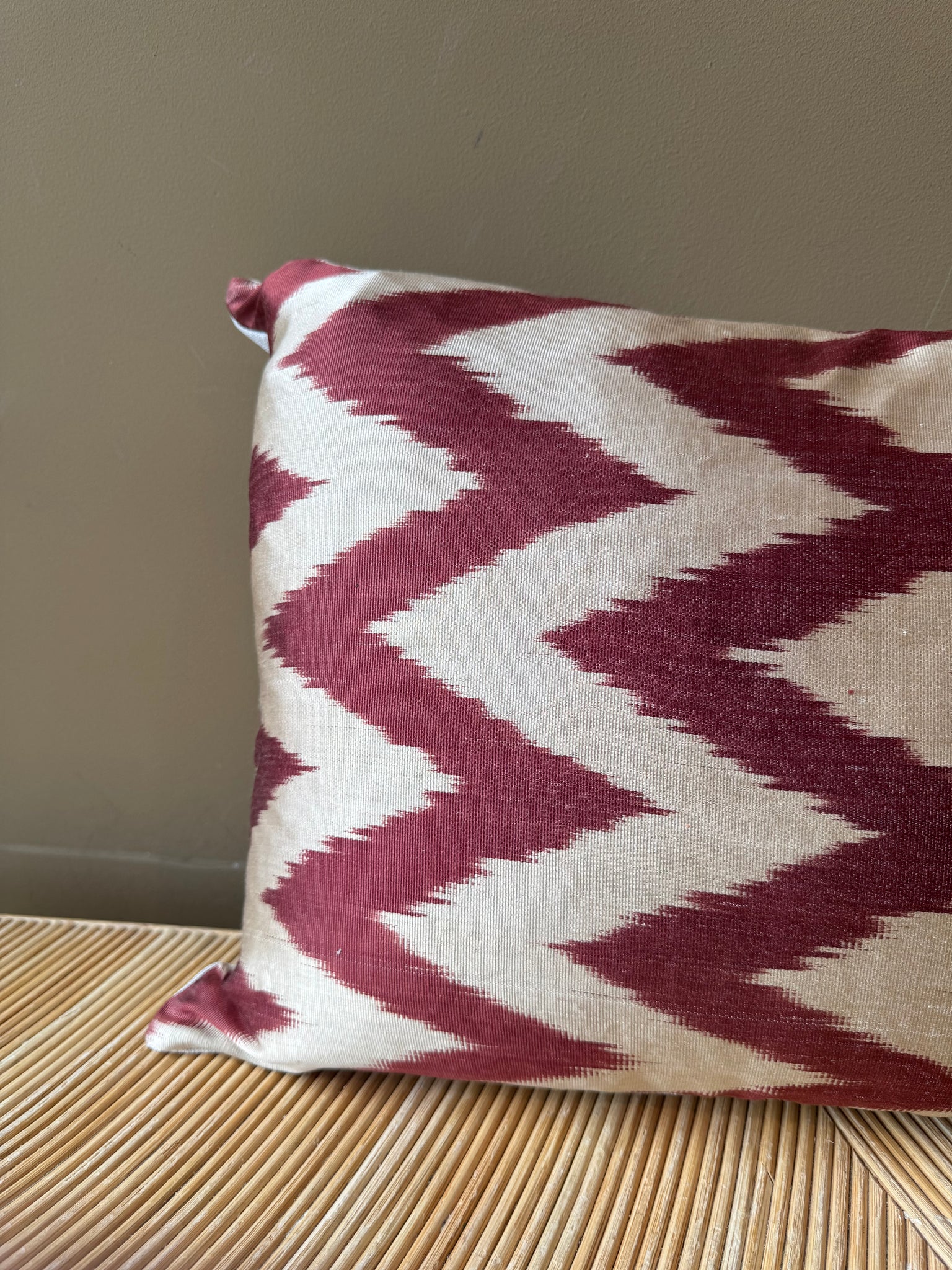 SALE Cushion Rust Ecru Zigzag - Silk Ikat