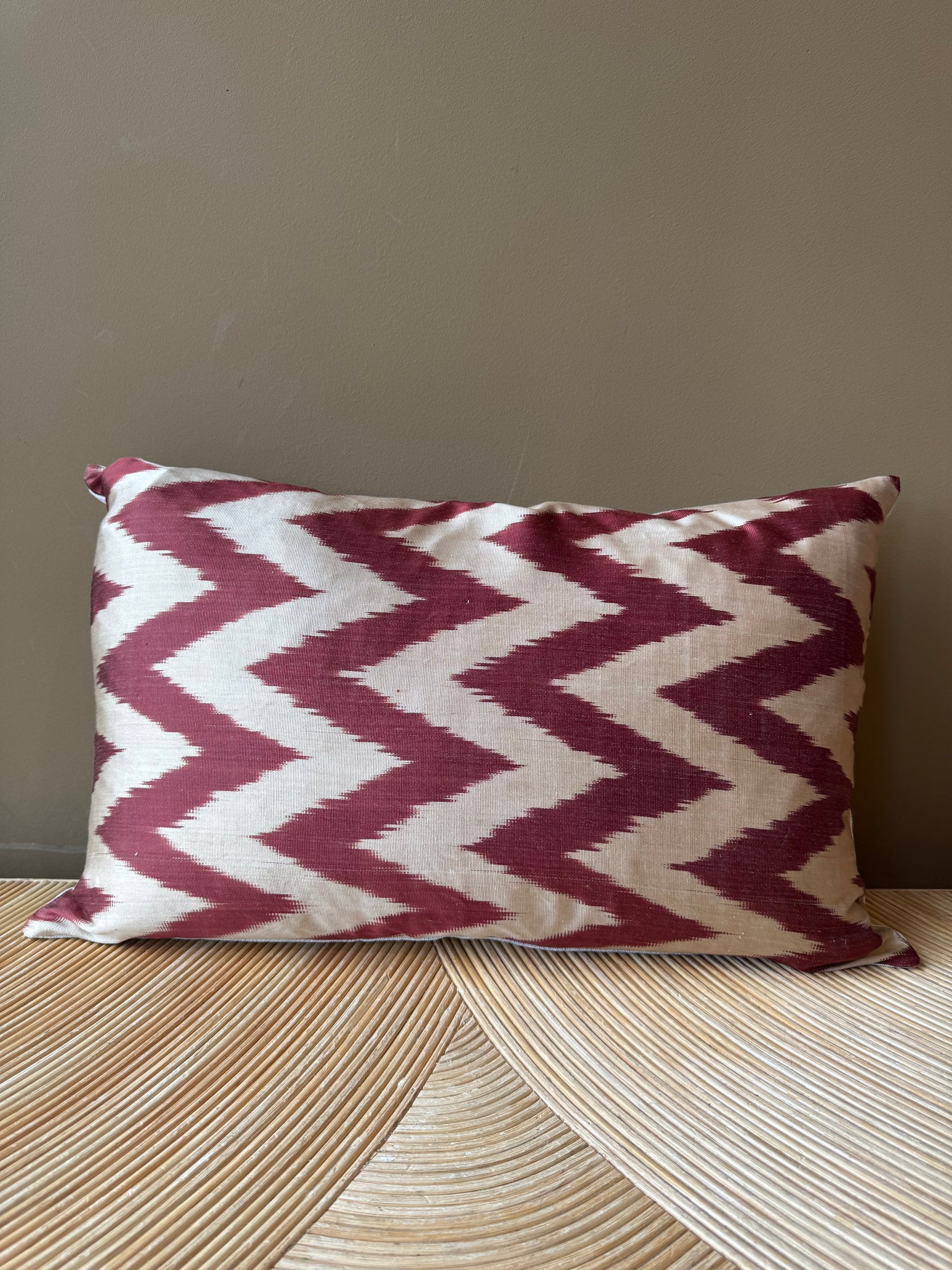 SALE Cushion Rust Ecru Zigzag - Silk Ikat