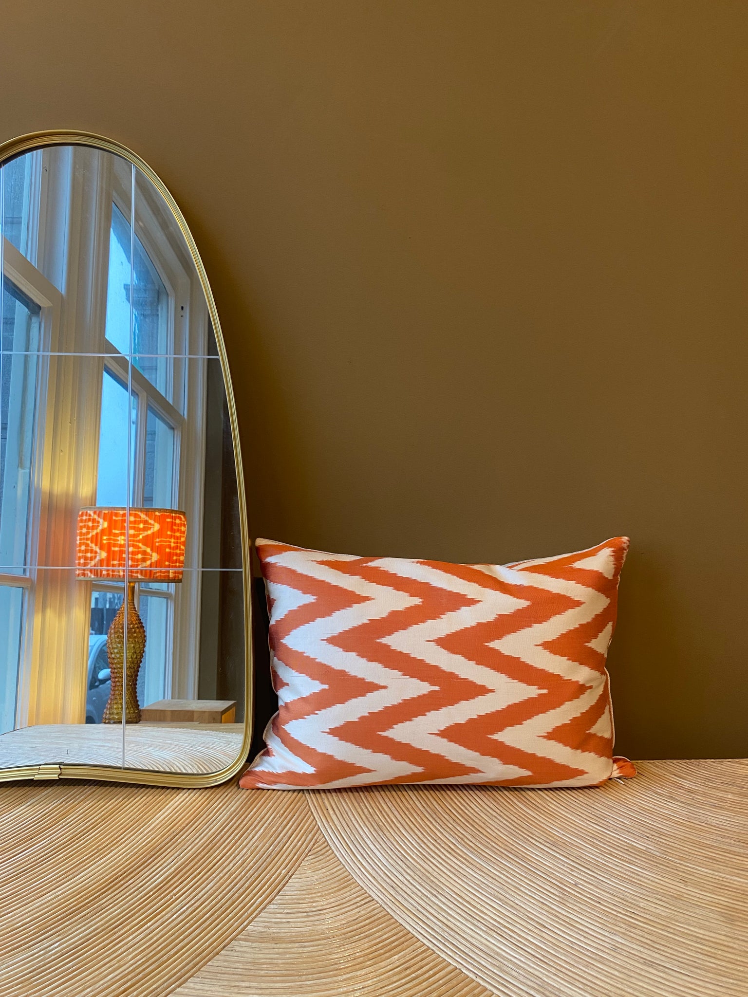 SALE Cushion Terra Ecru Zigzag - Silk Ikat