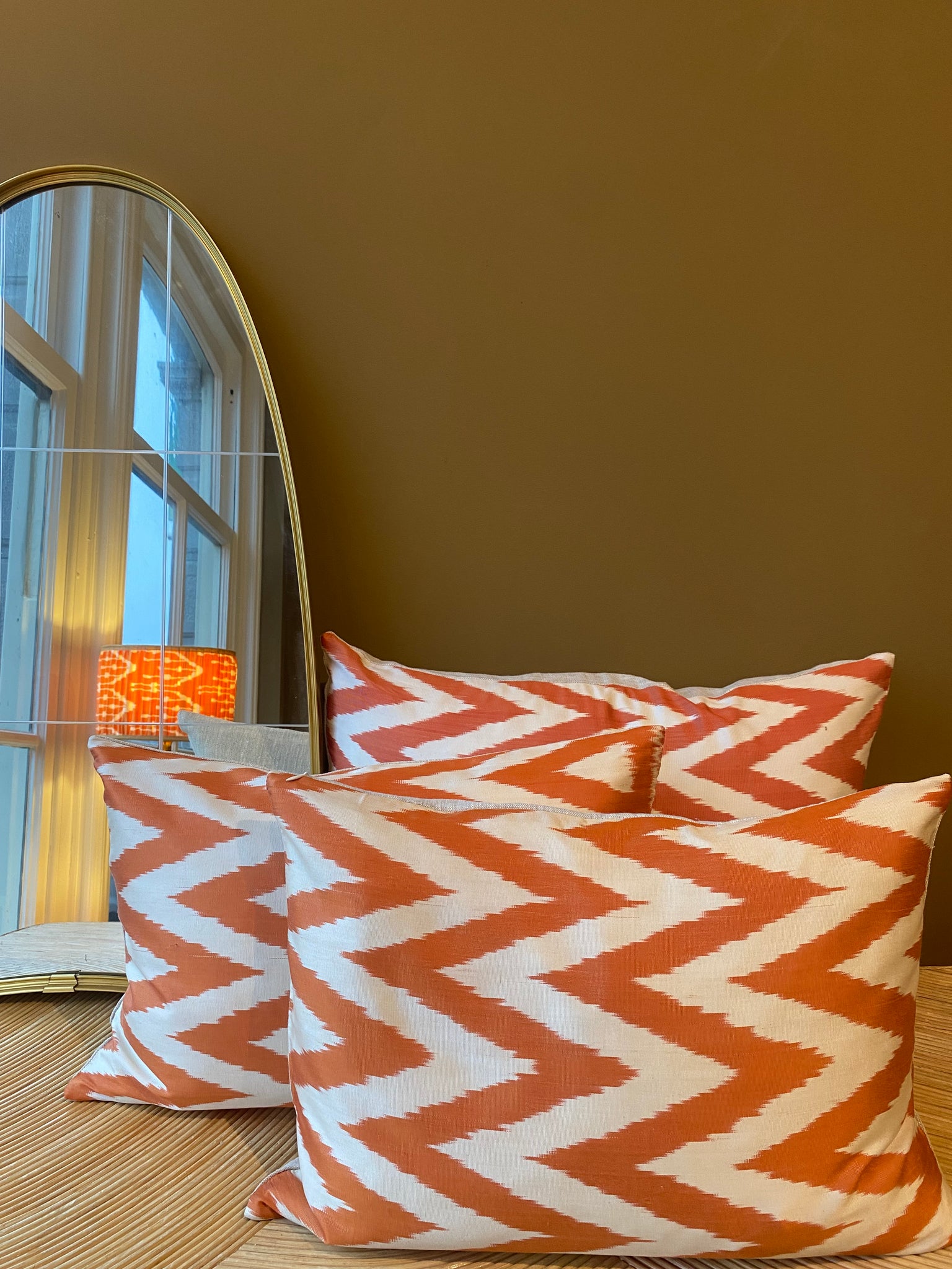 SALE Cushion Terra Ecru Zigzag - Silk Ikat