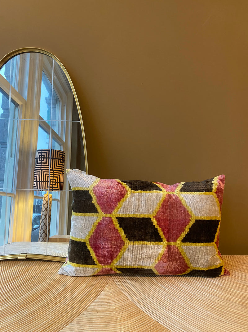 SALE Cushion Velvet Pink Diamond - Velvet Ikat
