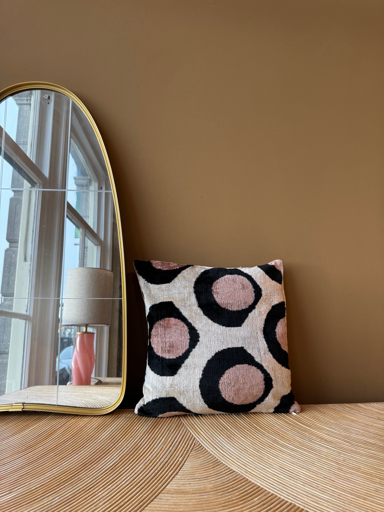 SALE Cushion Velvet Pink Zigzag - Velvet Ikat