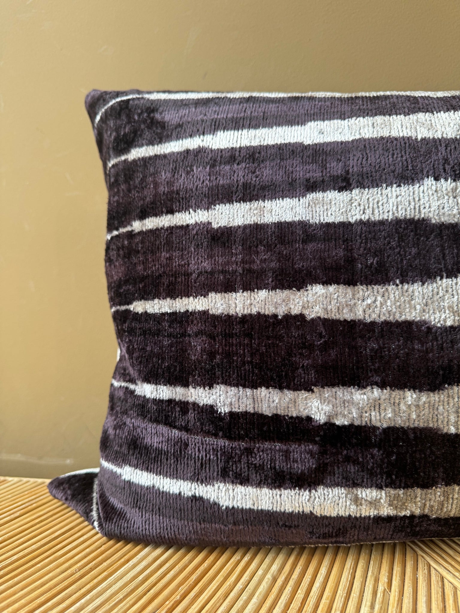 SALE Cushion Velvet Tiger Stripe - Velvet Ikat