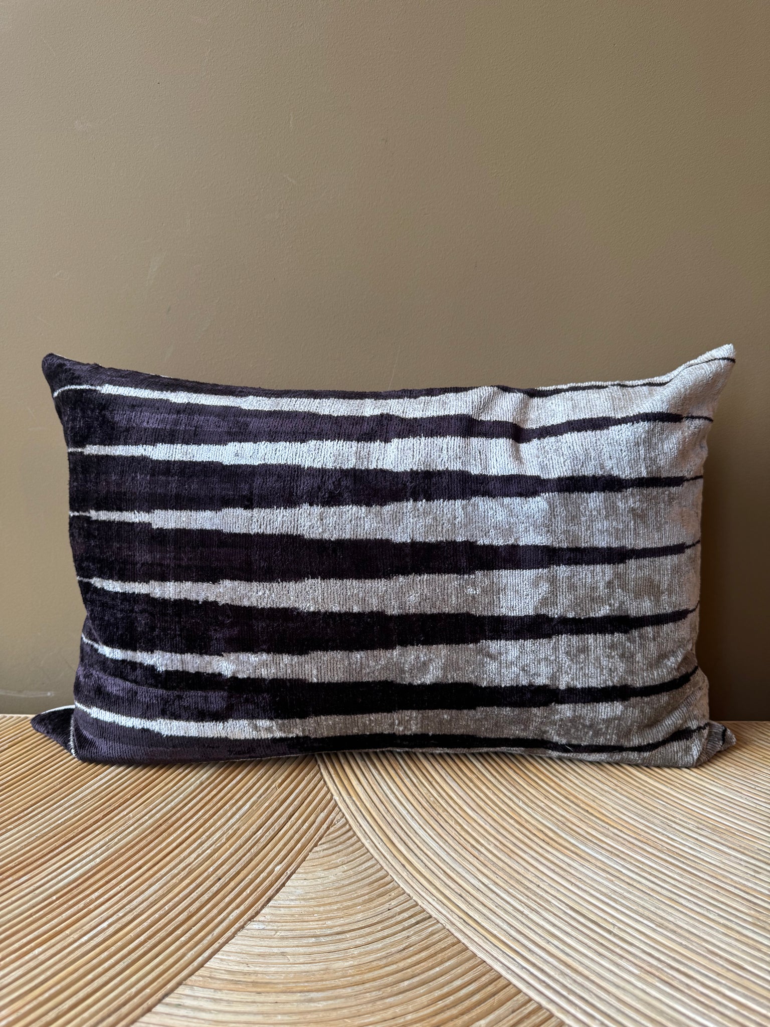 SALE Cushion Velvet Tiger Stripe - Velvet Ikat
